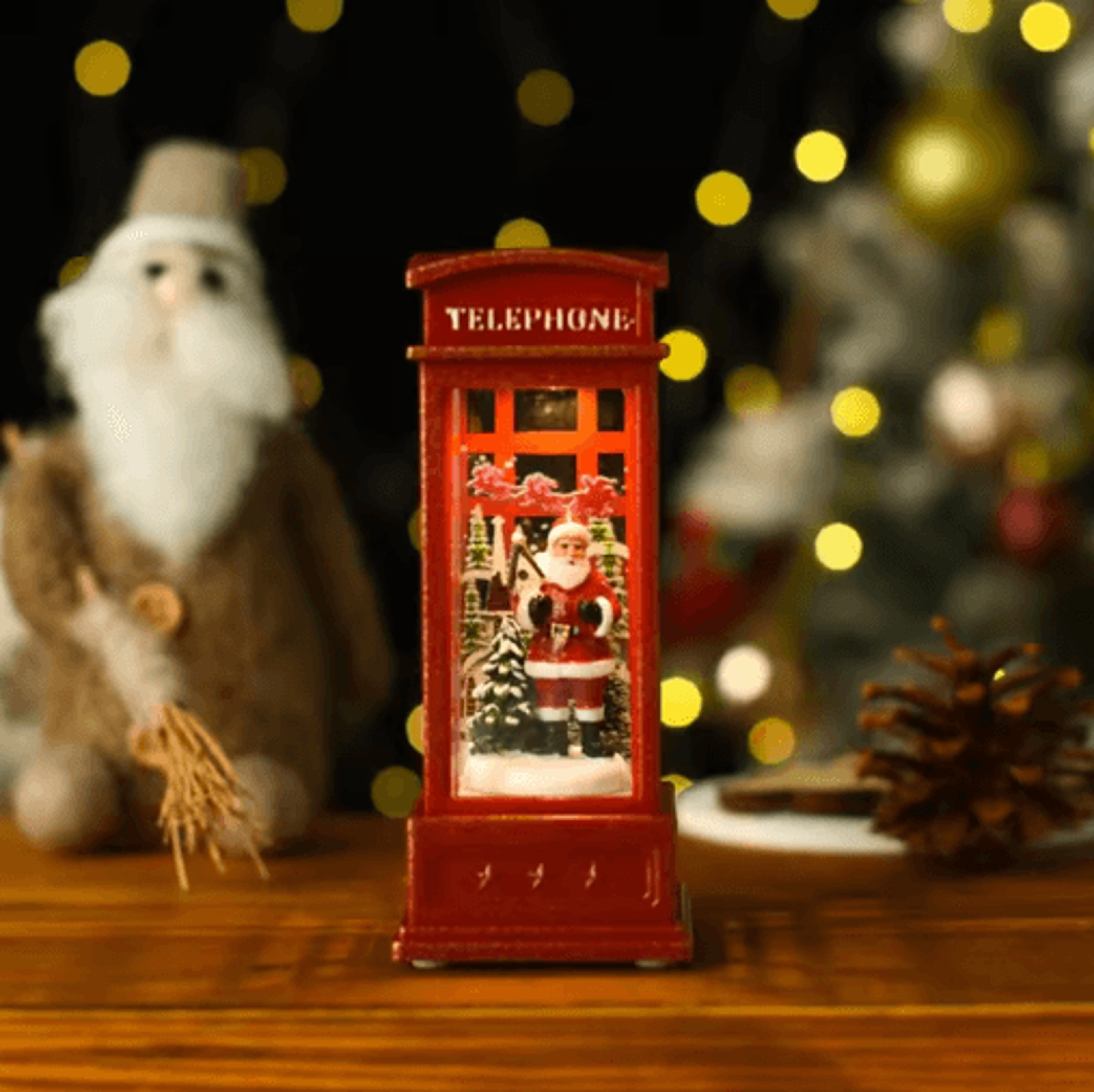 LED Christmas Phone Booth Light  Santa  Snowman Window Scene Decoration 7