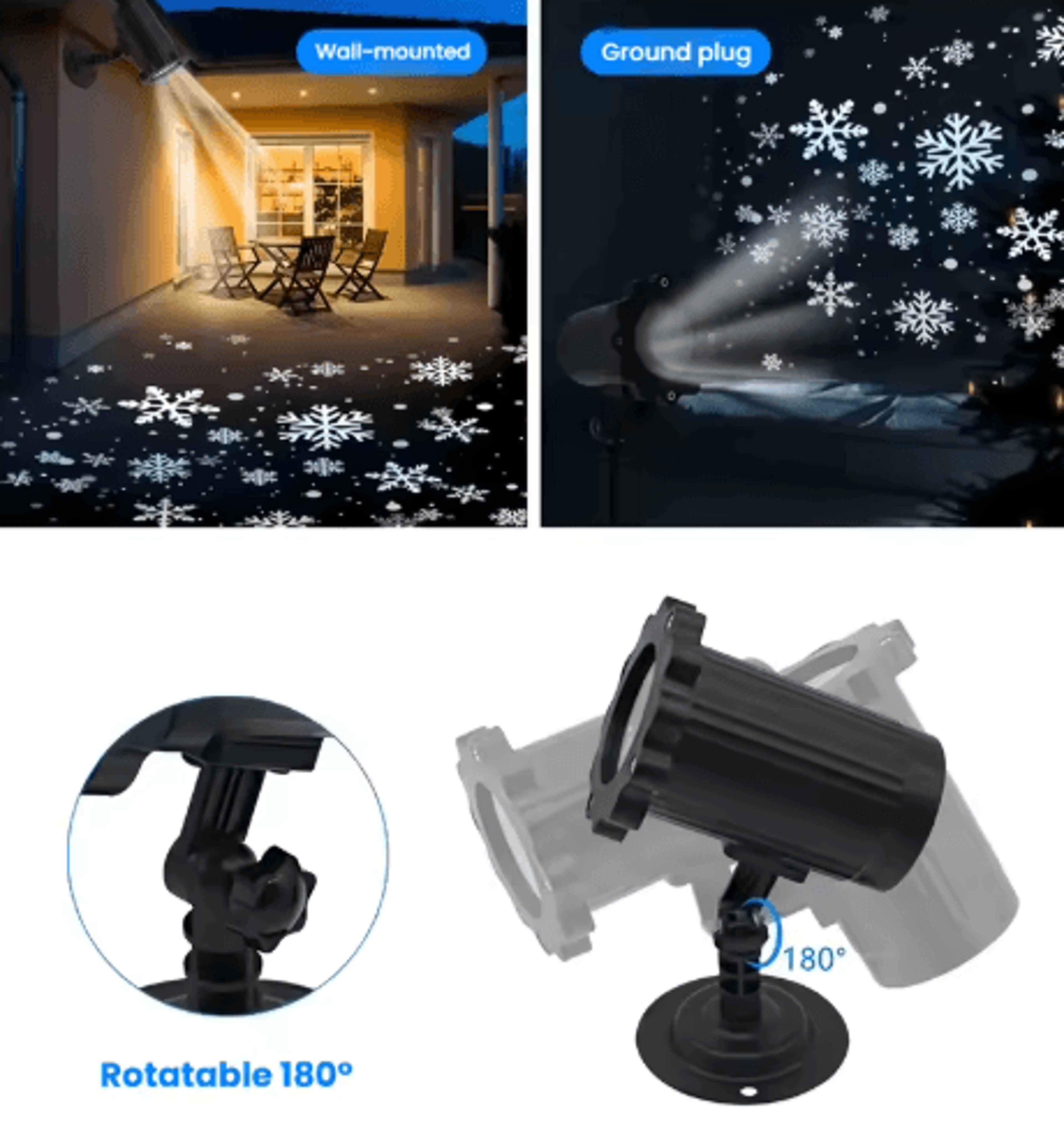 Outdoor Snowflake LED Projector Light With Remote  Christmas Holiday Projection Decor 3