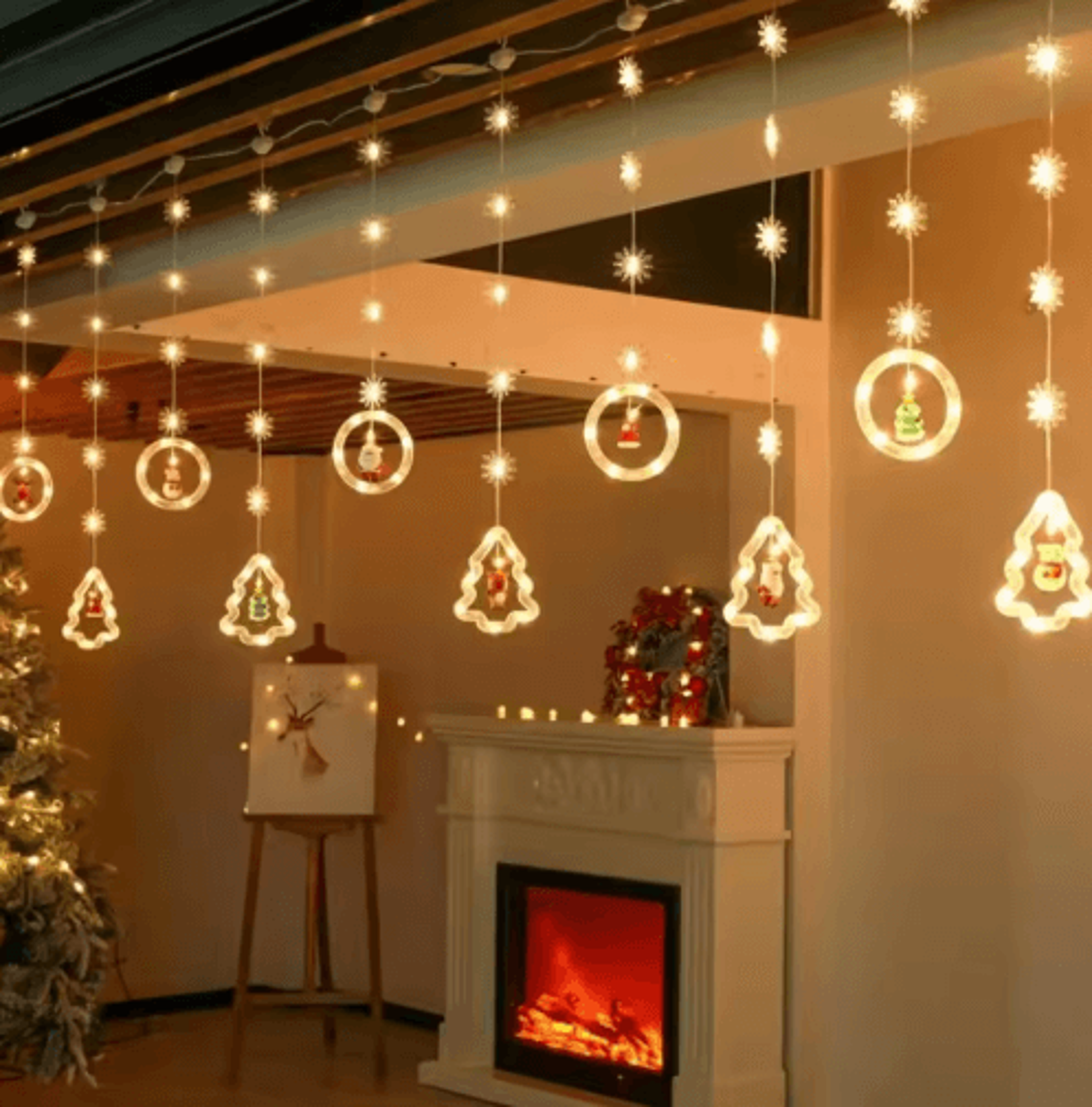 festive santa curtain lights with remote – led christmas window decoration