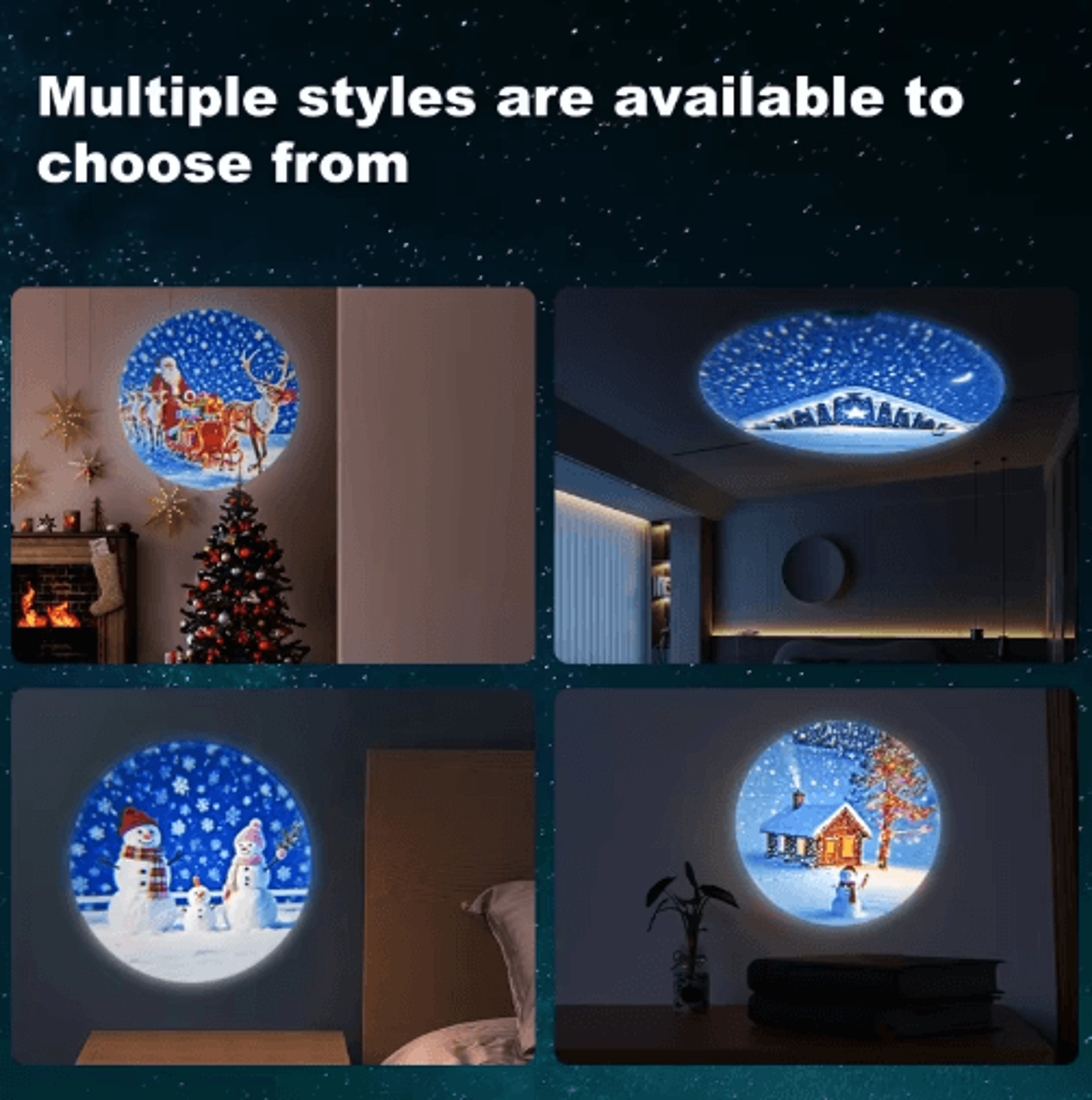 USB Christmas Projector Light  Santa  Elk LED Pattern Night Lamp 6