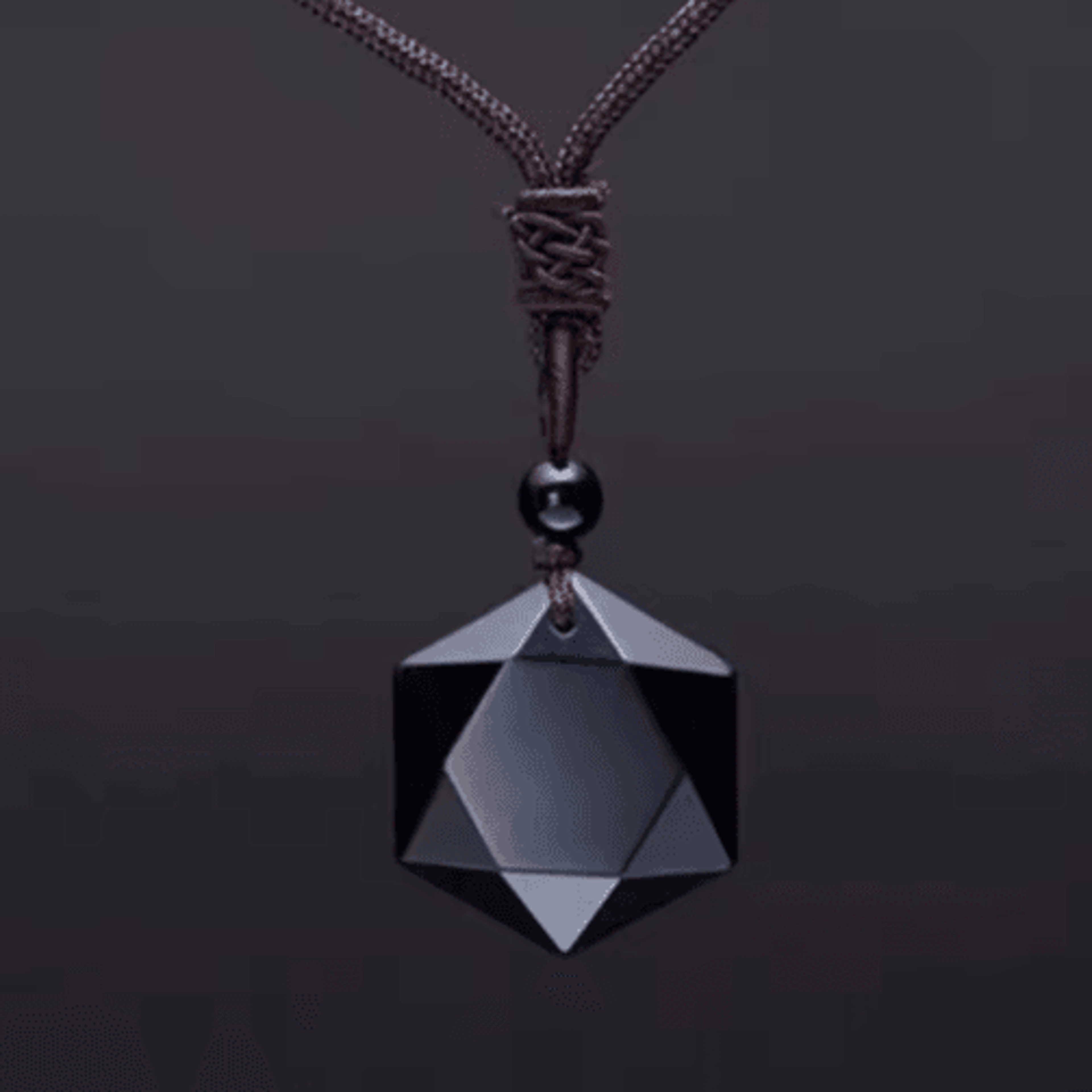 MysticCore Obsidian Pendulum Necklace  Natural Obsidian Pendant Hexagram Energy Stone 2
