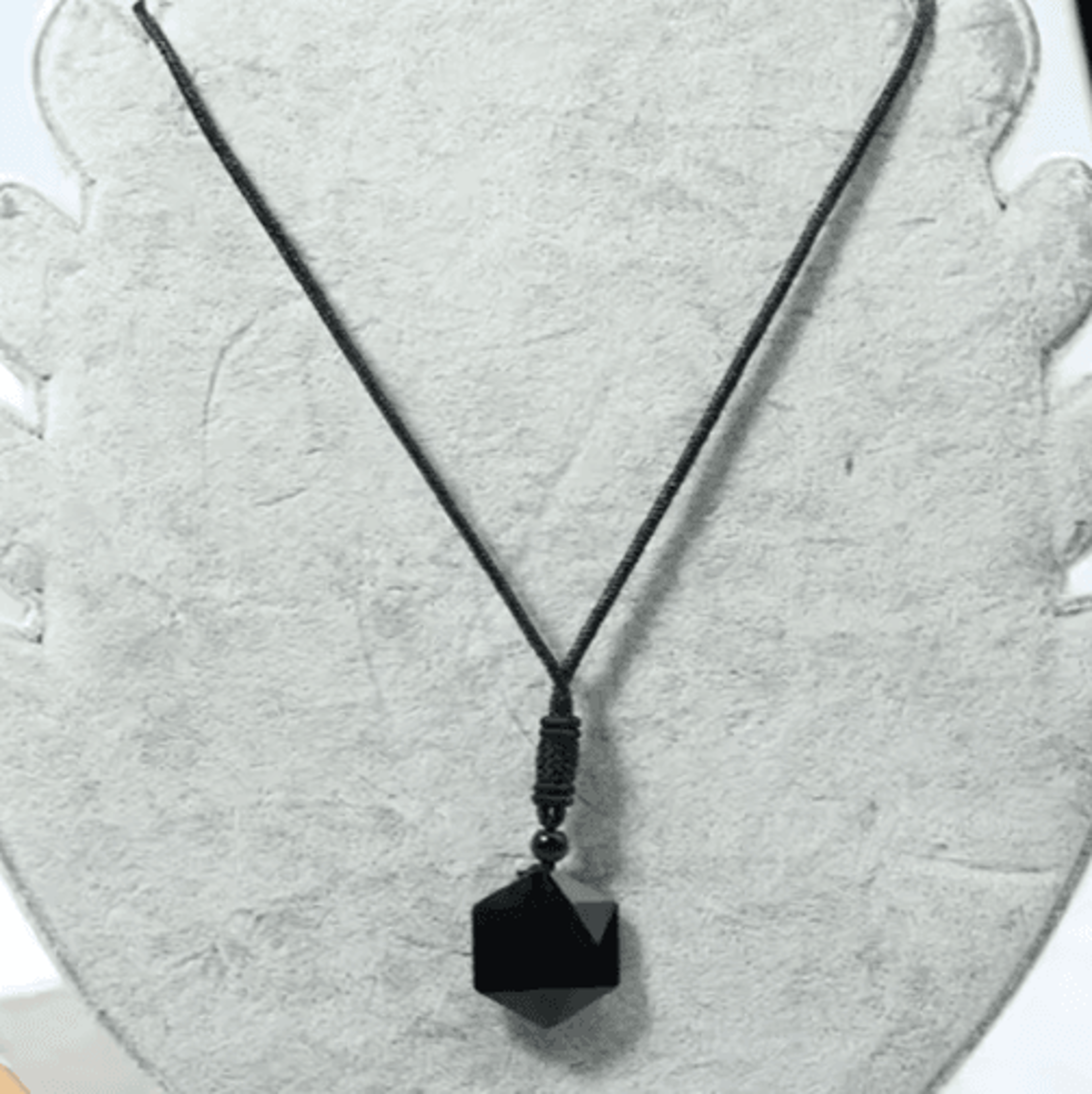MysticCore Obsidian Pendulum Necklace  Natural Obsidian Pendant Hexagram Energy Stone 3