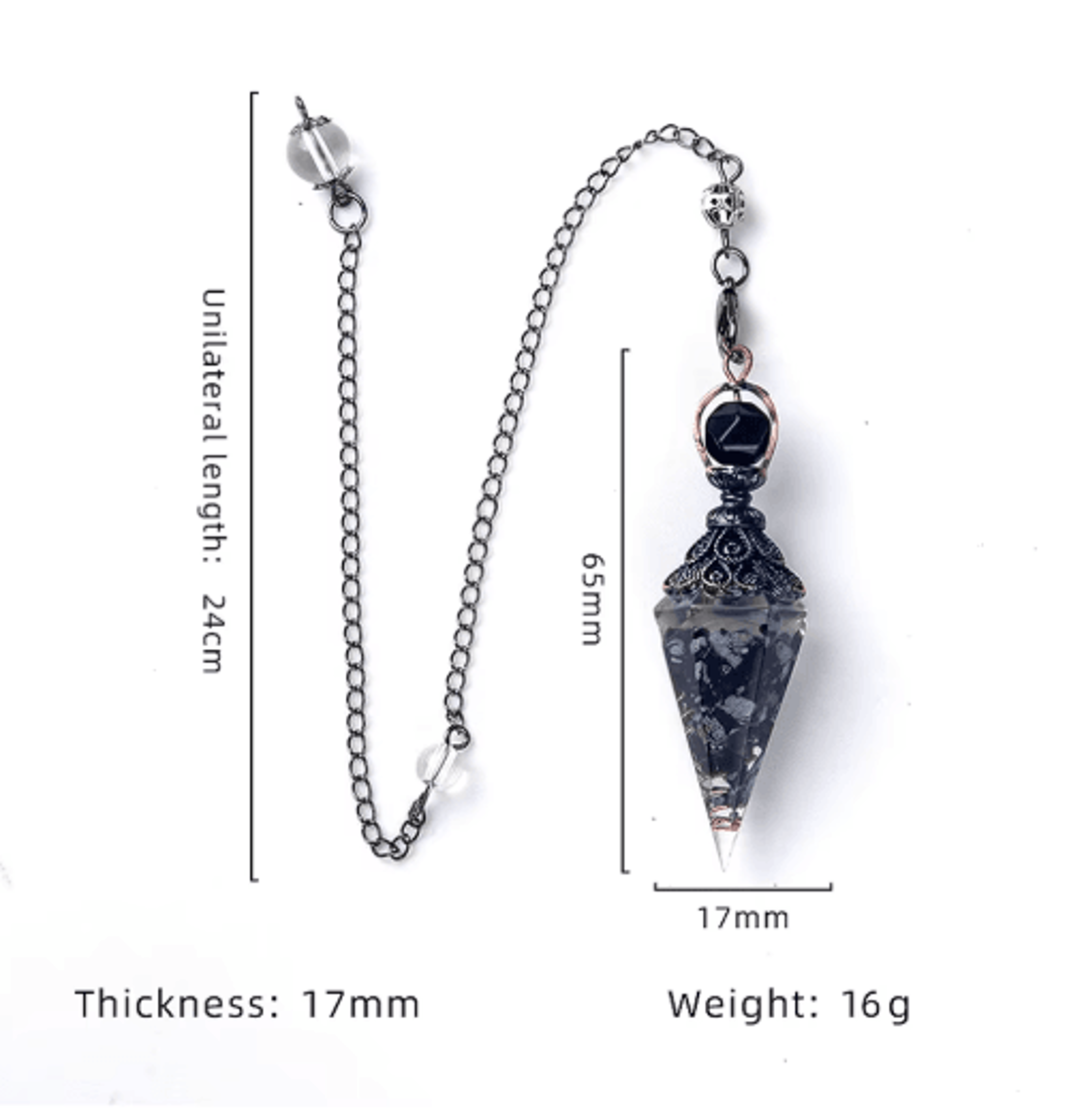 HarmonyStone Crystal Pendulum Necklace  Natural Chakra Crystal Pendant Hexagonal Cone 7