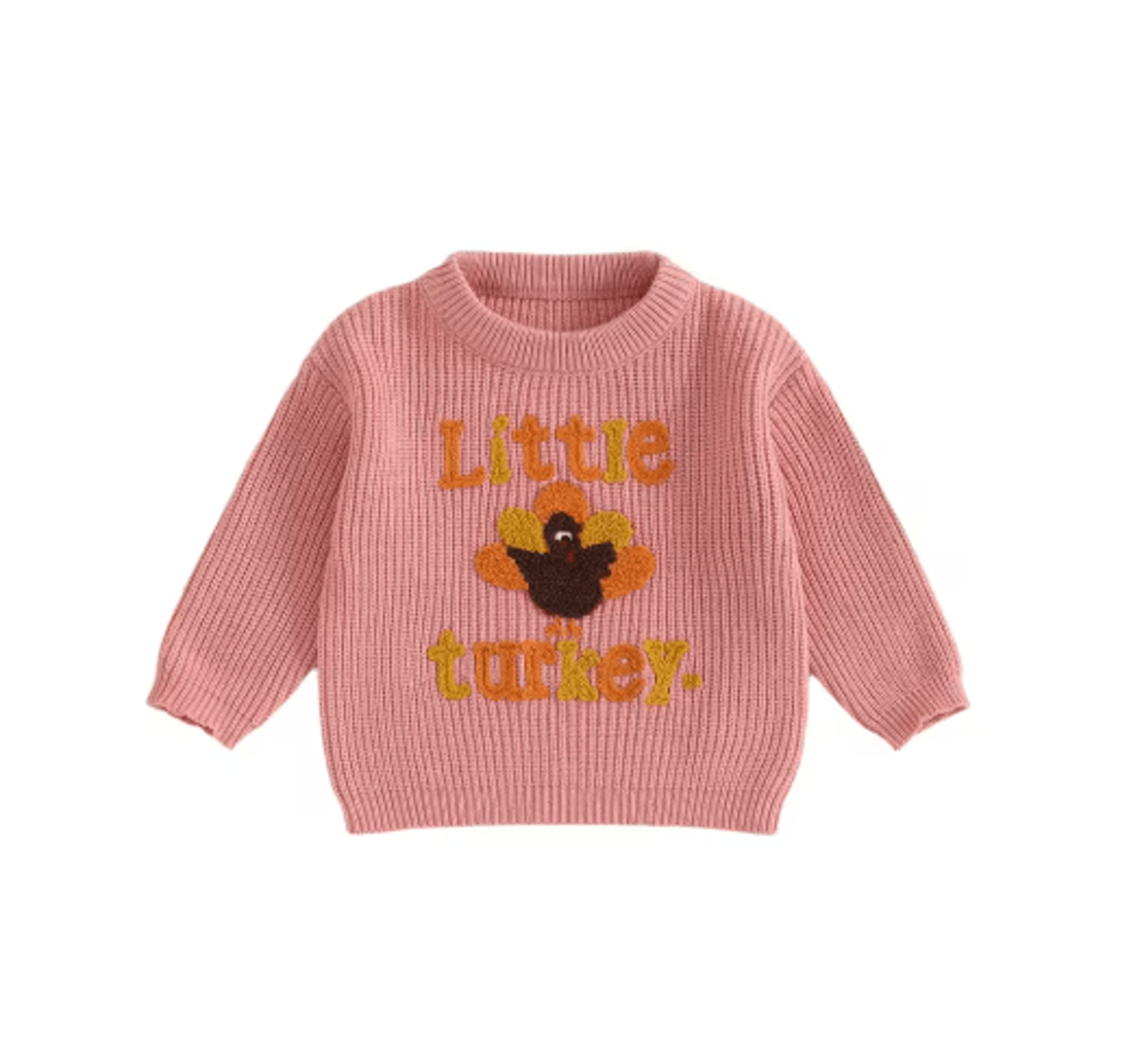 Infant Thanksgiving Sweater With Turkey Embroidery And Crewneck Design For Cozy Fall Days  Long Sle 3