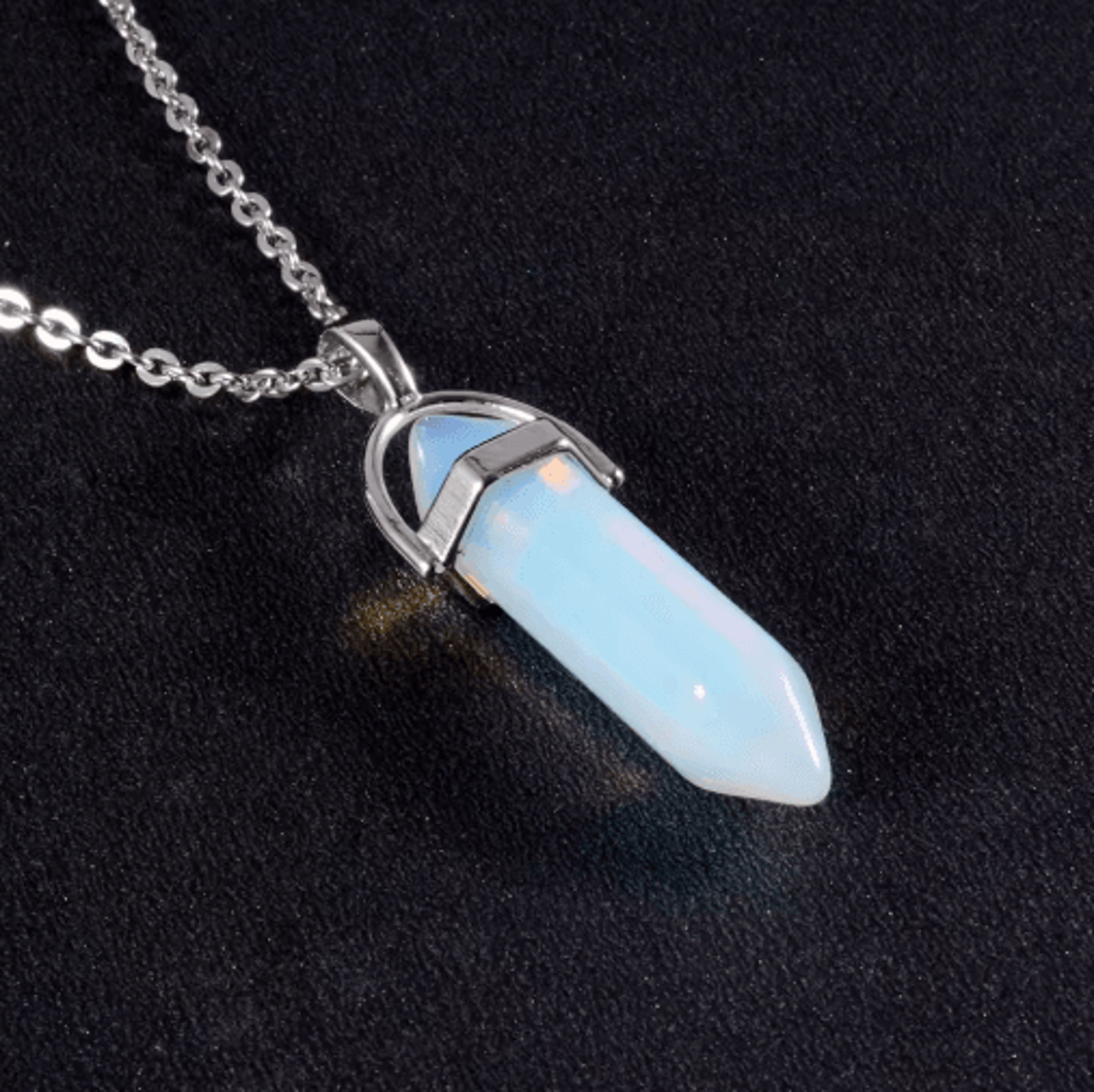 CrystalPoint Obsidian Chakra Pendant Necklace  Natural Crystal Pendulum Necklace Hexagonal Point 3