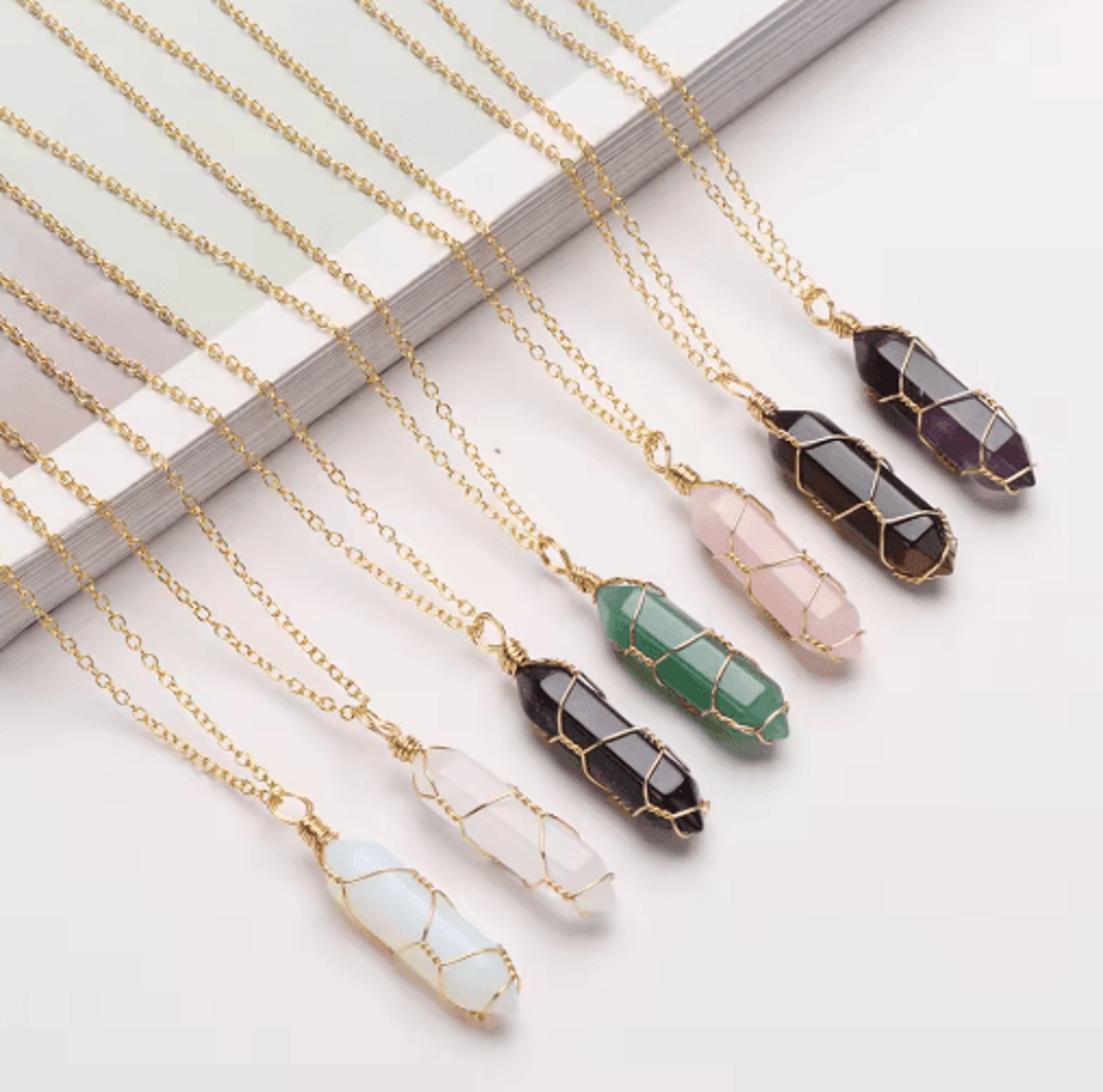 amoragem amethyst crystal necklace – elegant wire wrapped crystal pendant hexagonal stone