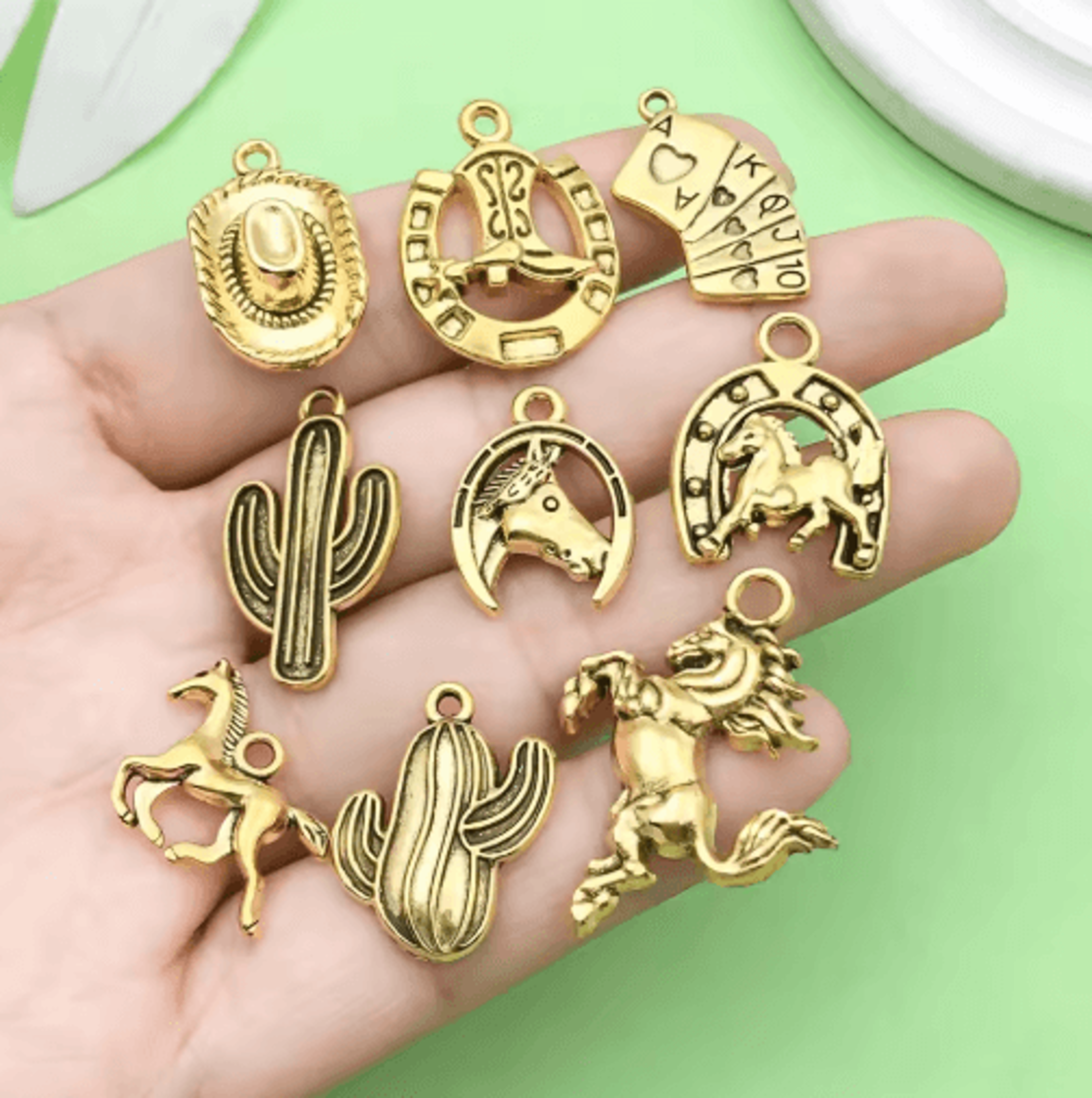 20pcs Western Cowboy Charms Set  Horseshoe Cactus Hat  Boots DIY Jewelry Pendants 22