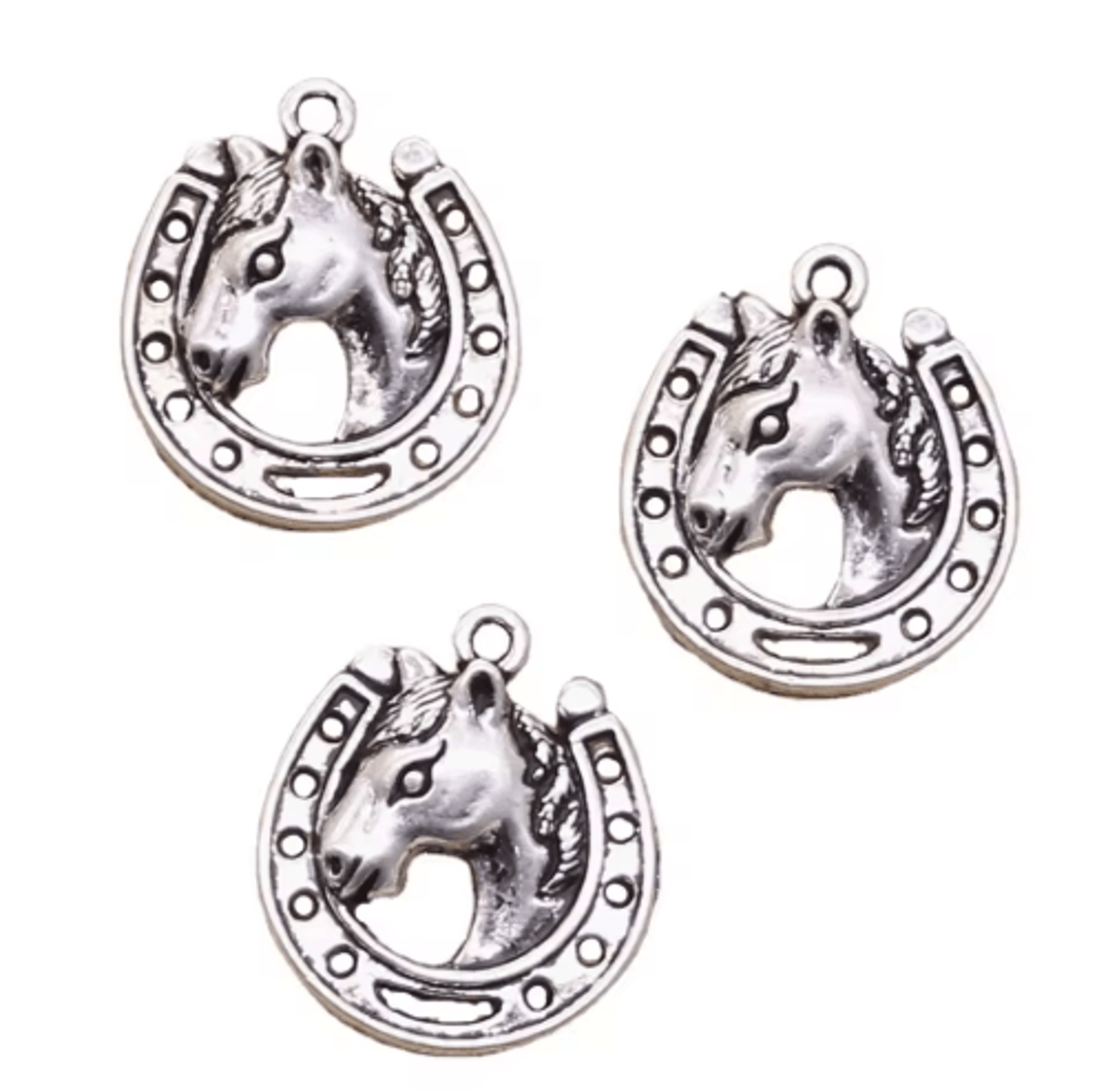 8pcs vintage tibetan silver horse & horseshoe charms for diy jewelr