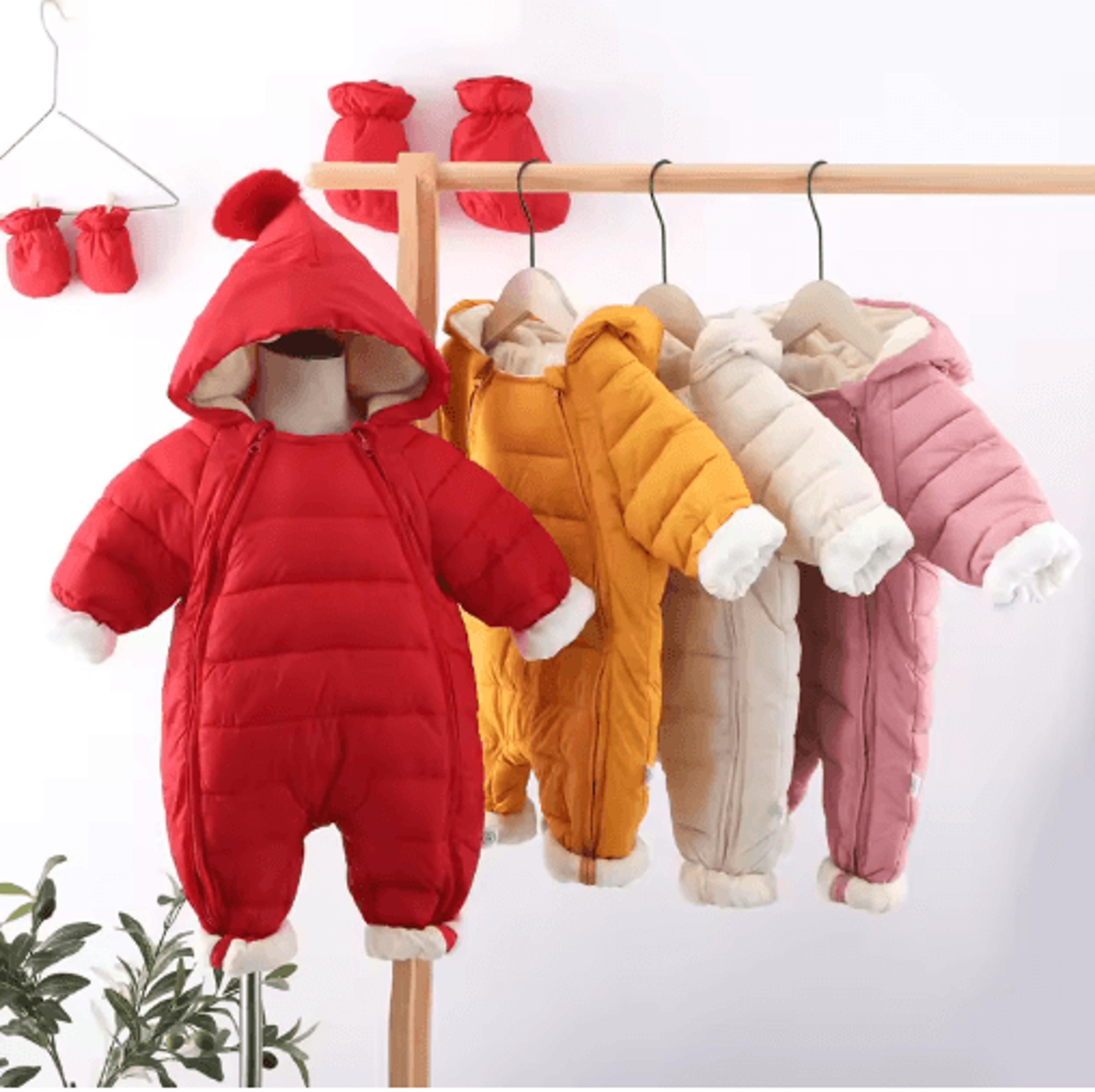 OLEKID 2025 Hooded Fleece Baby Snowsuit  Warm Winter Romper For Newborns  Toddlers 6