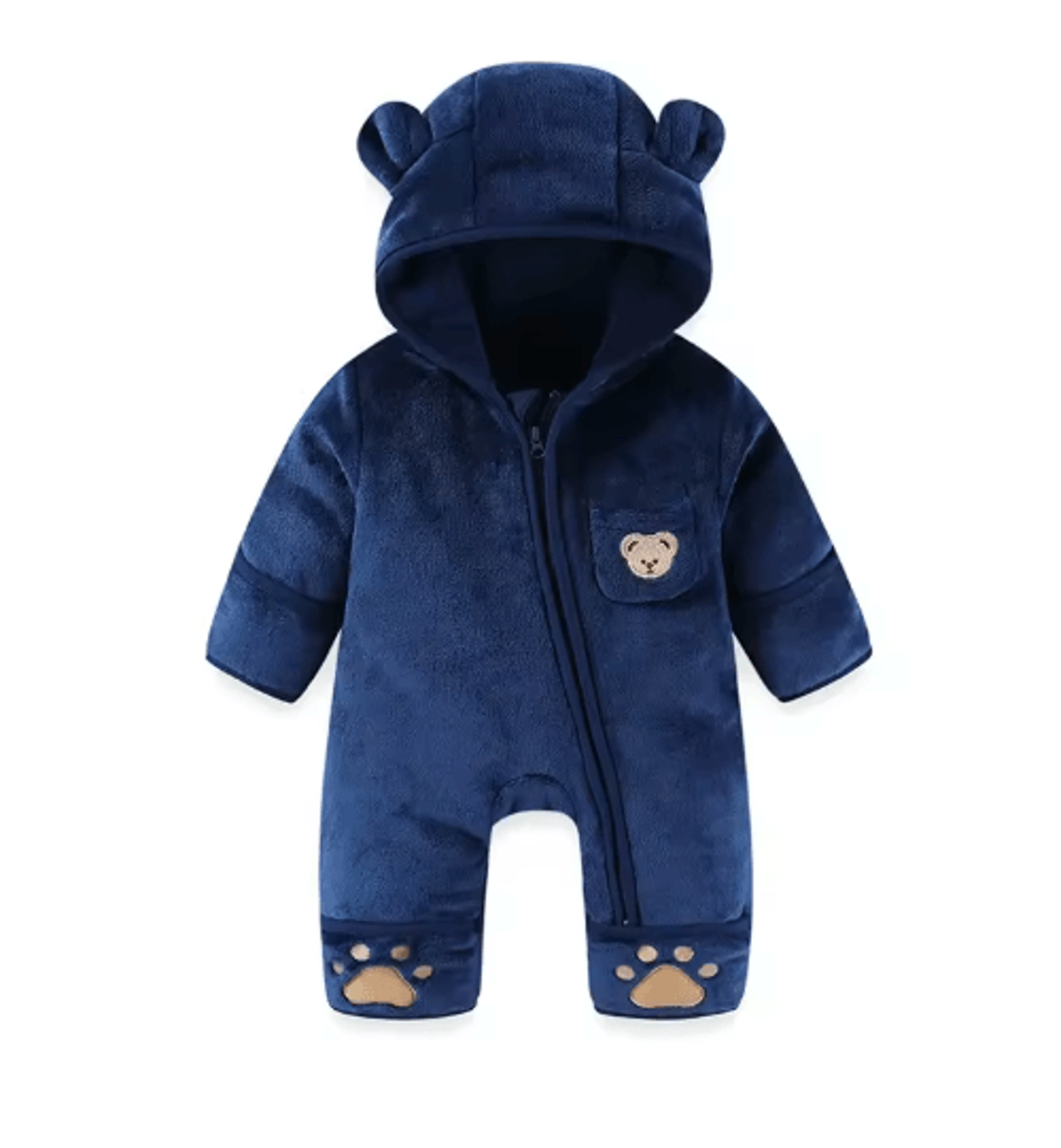 Bear Ear Hooded Baby Winter Romper  Fleece Warm Onesie For Newborns 1