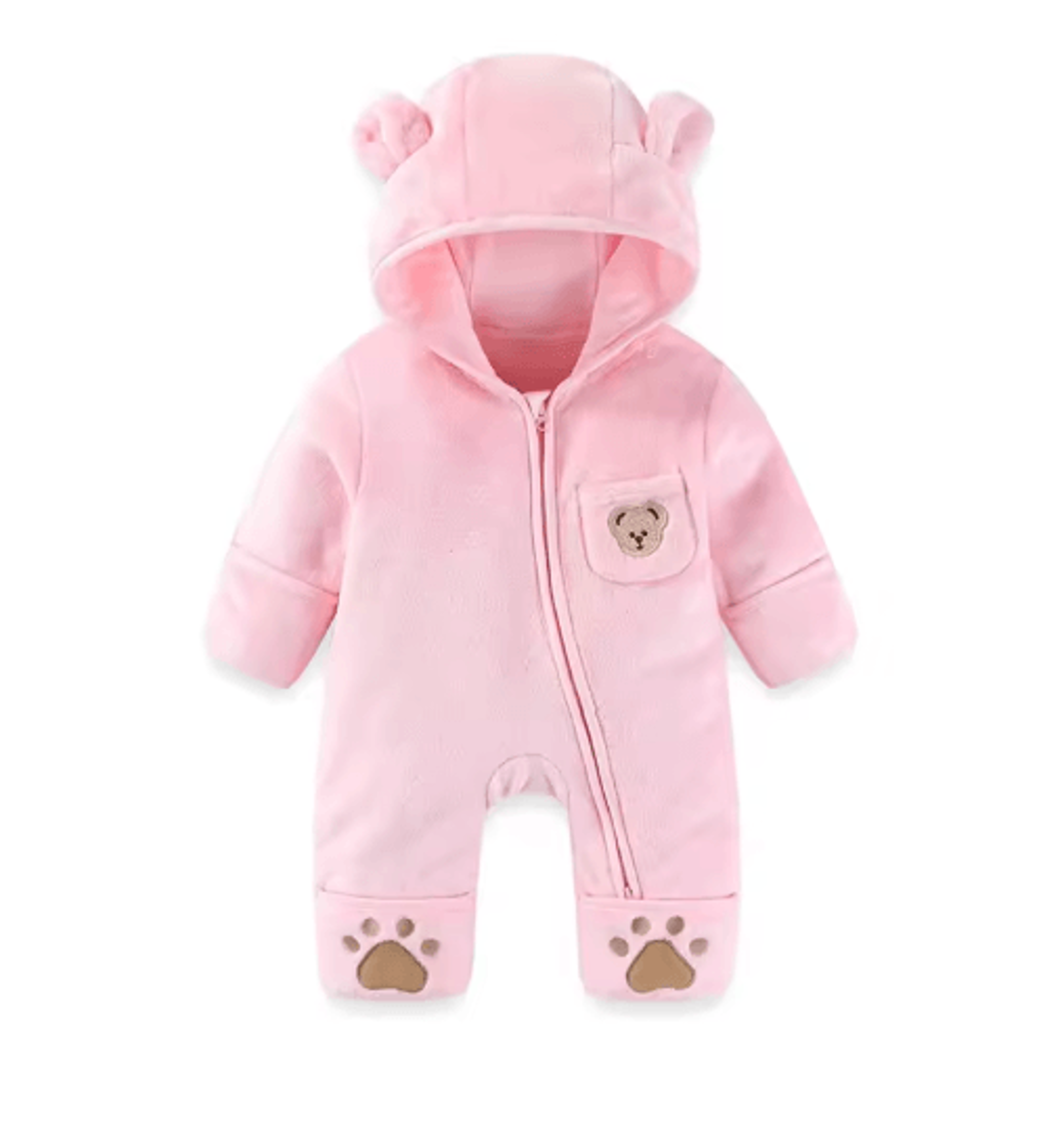 Bear Ear Hooded Baby Winter Romper  Fleece Warm Onesie For Newborns 3
