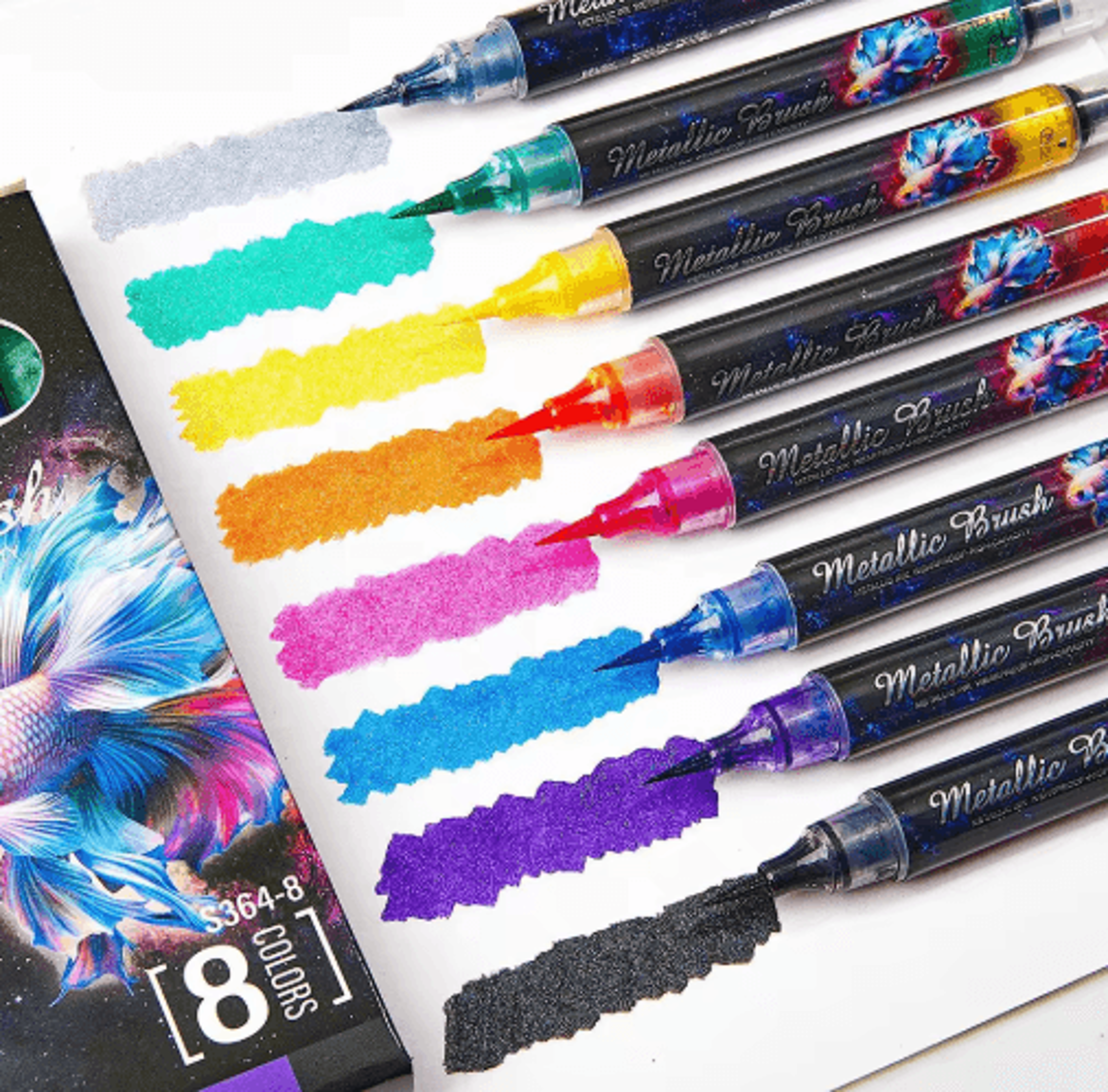 8Color Metallic Glitter Brush Pens  Paint Marker Set For Art  Craft 5