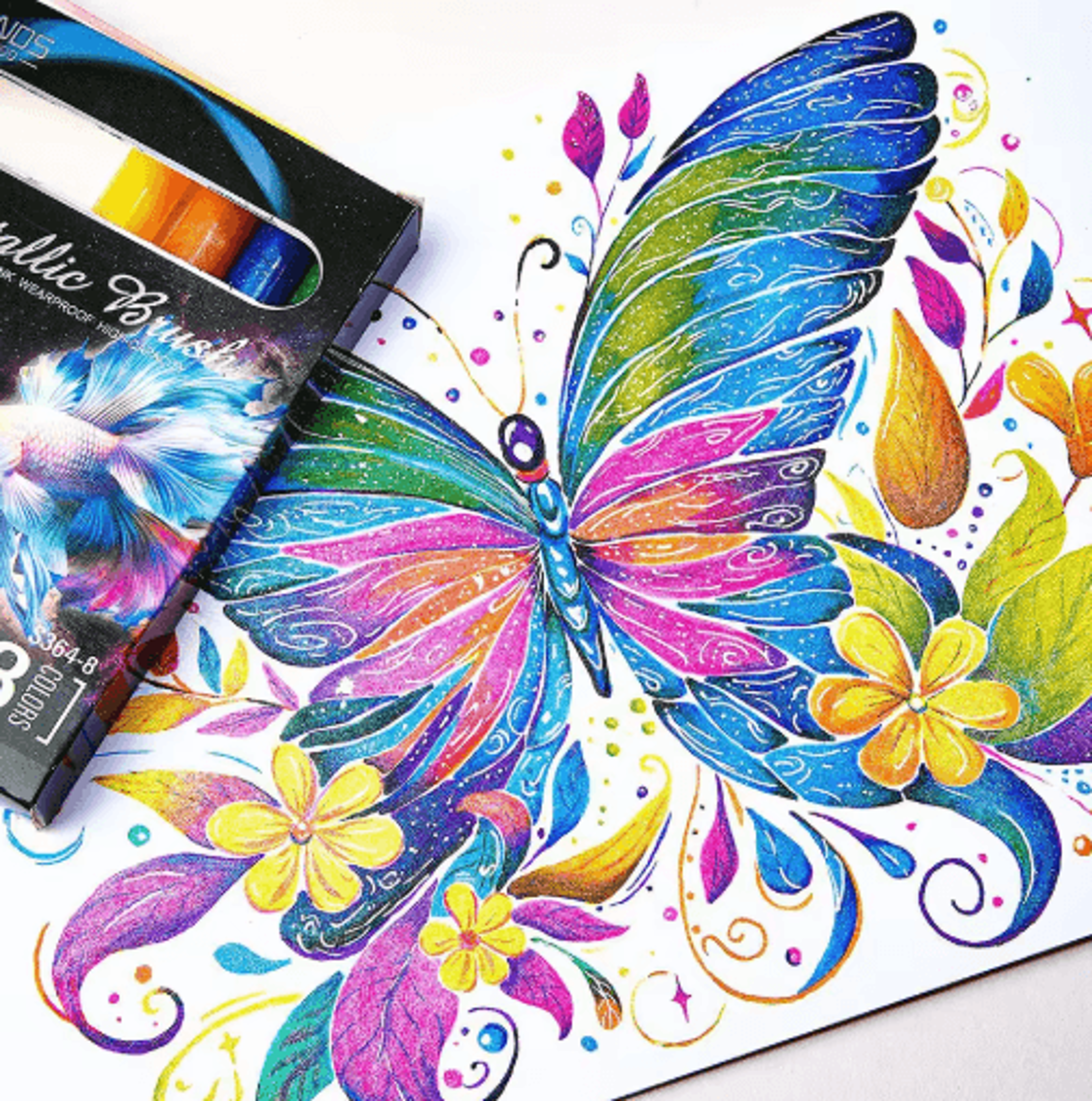 8Color Metallic Glitter Brush Pens  Paint Marker Set For Art  Craft 6