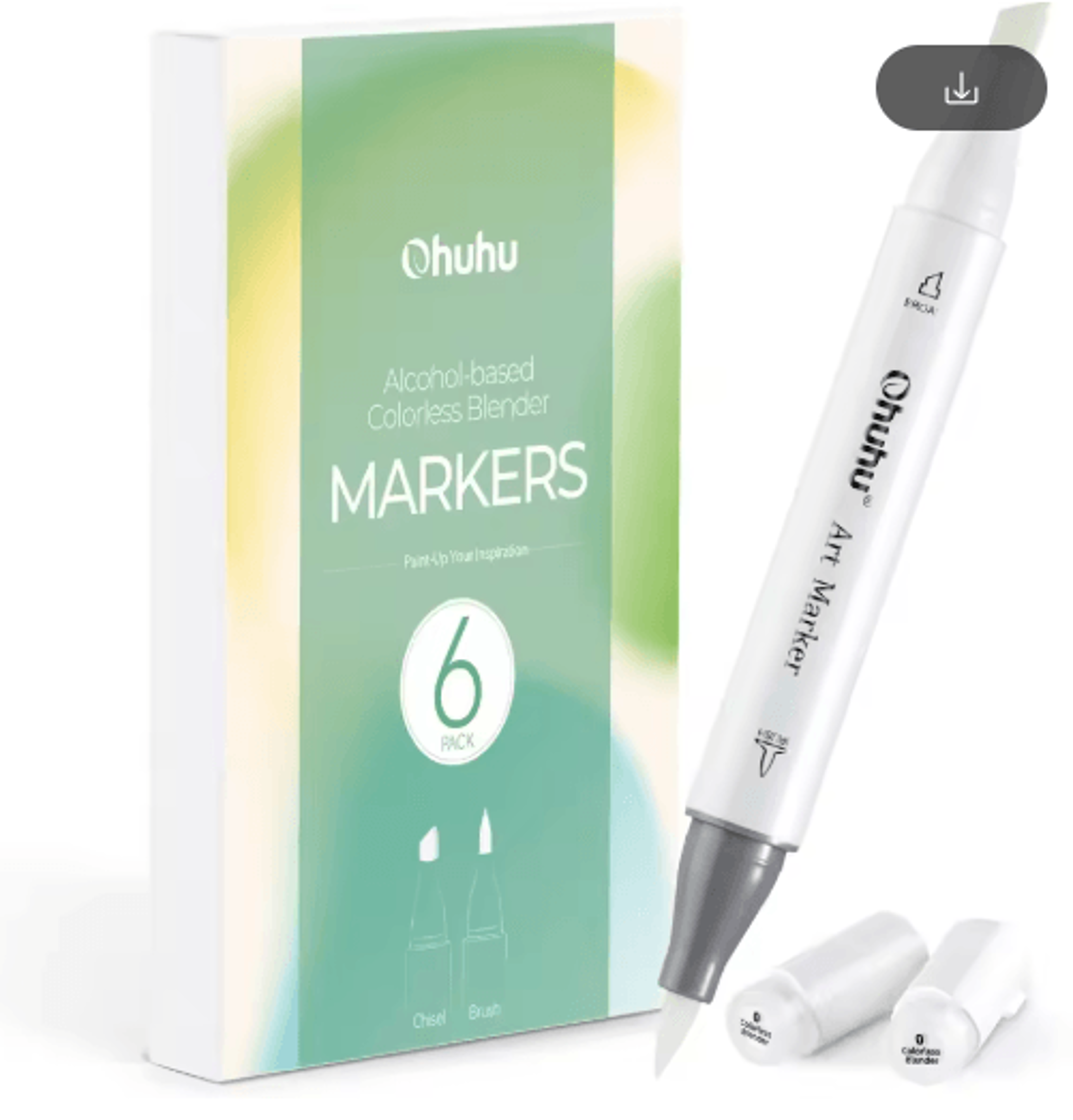 Ohuhu Honolulu Colorless Blender Markers 6Pack  AlcoholBased No0 Blender Pens 1
