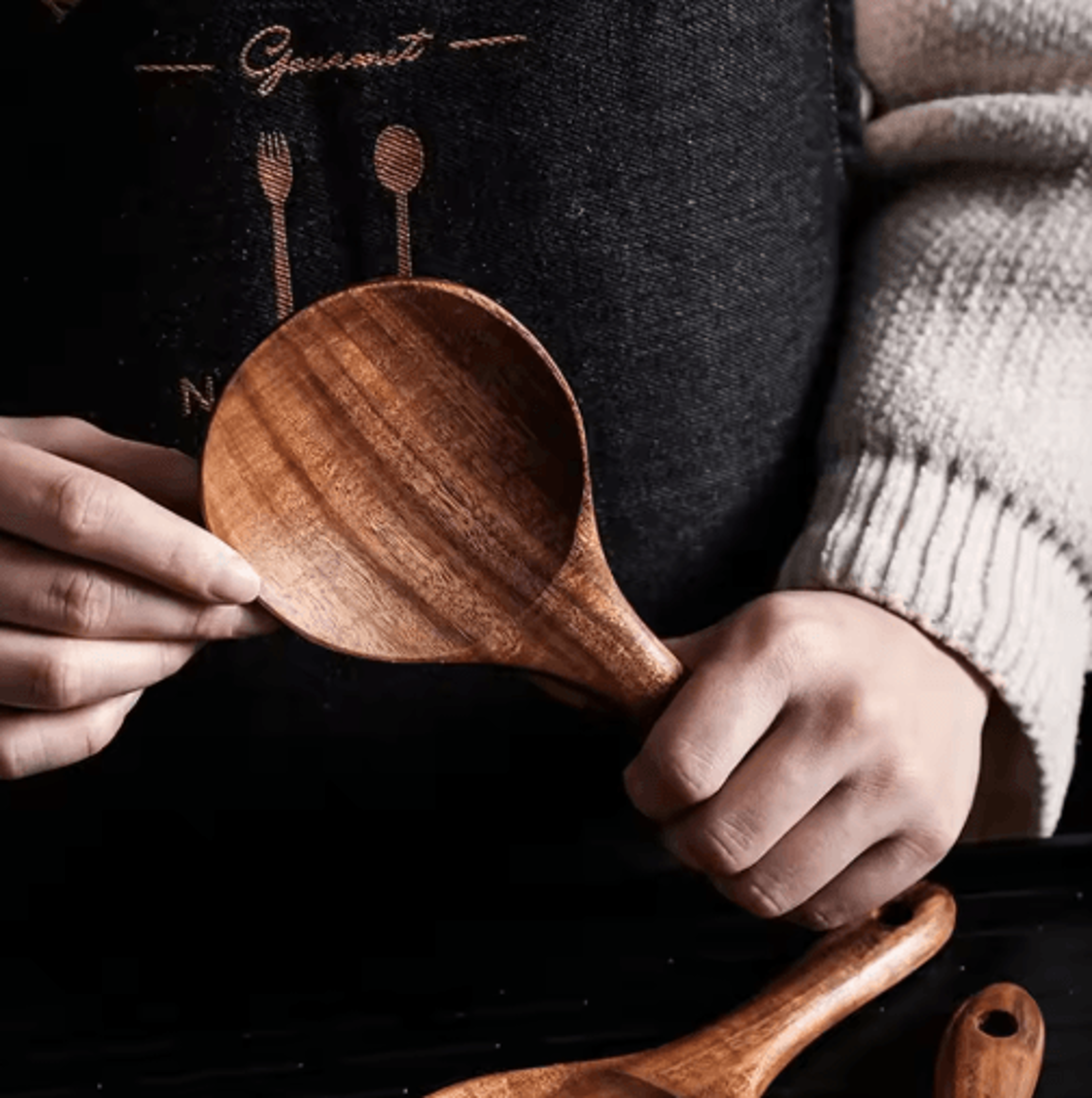 Classic Wooden Rice Spoon Non Stick Rice Paddle  Serving Scoop 4