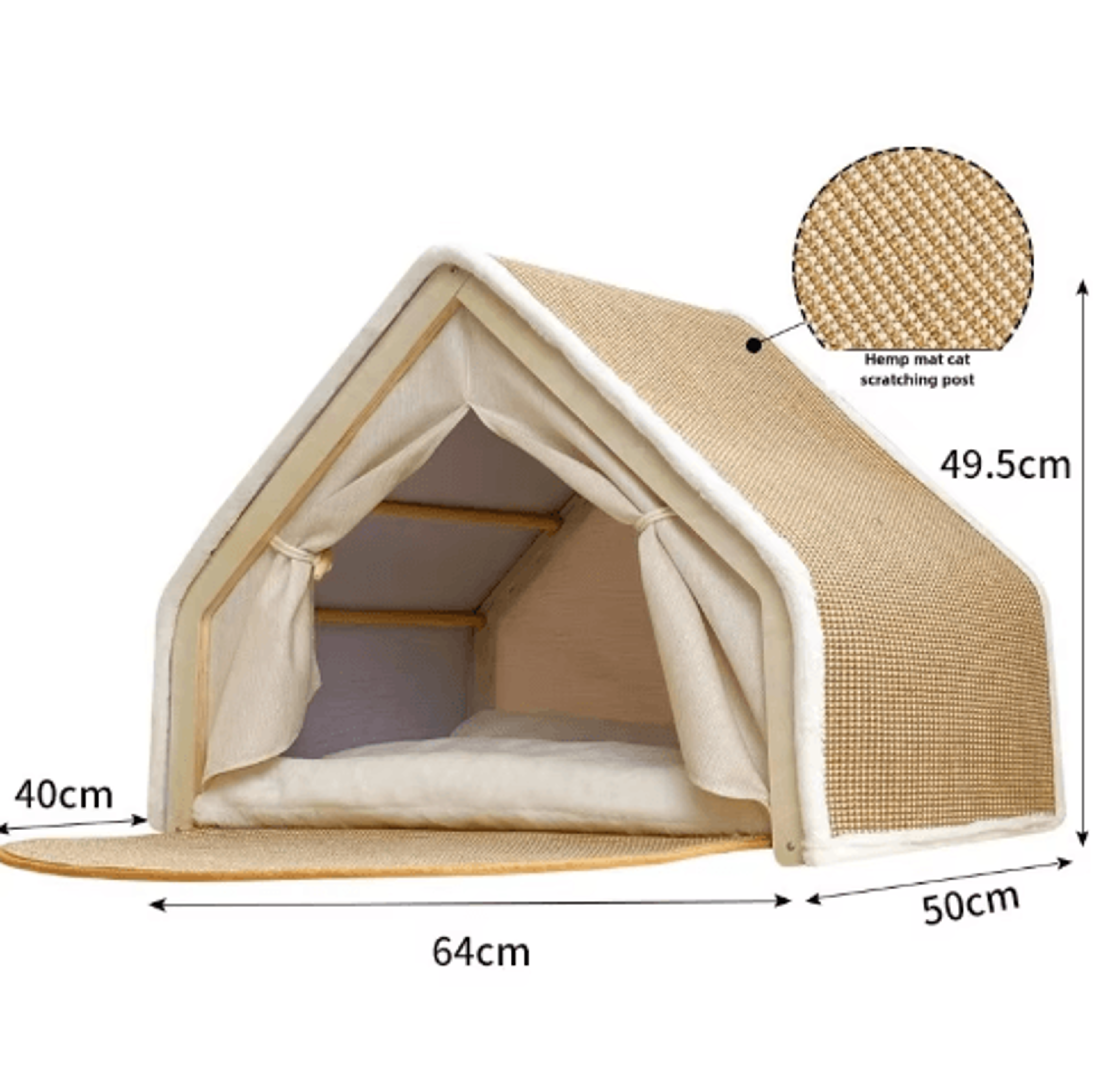 Warm Winter Cat House With Sisal Scratcher  SemiEnclosed Cozy Nest 2