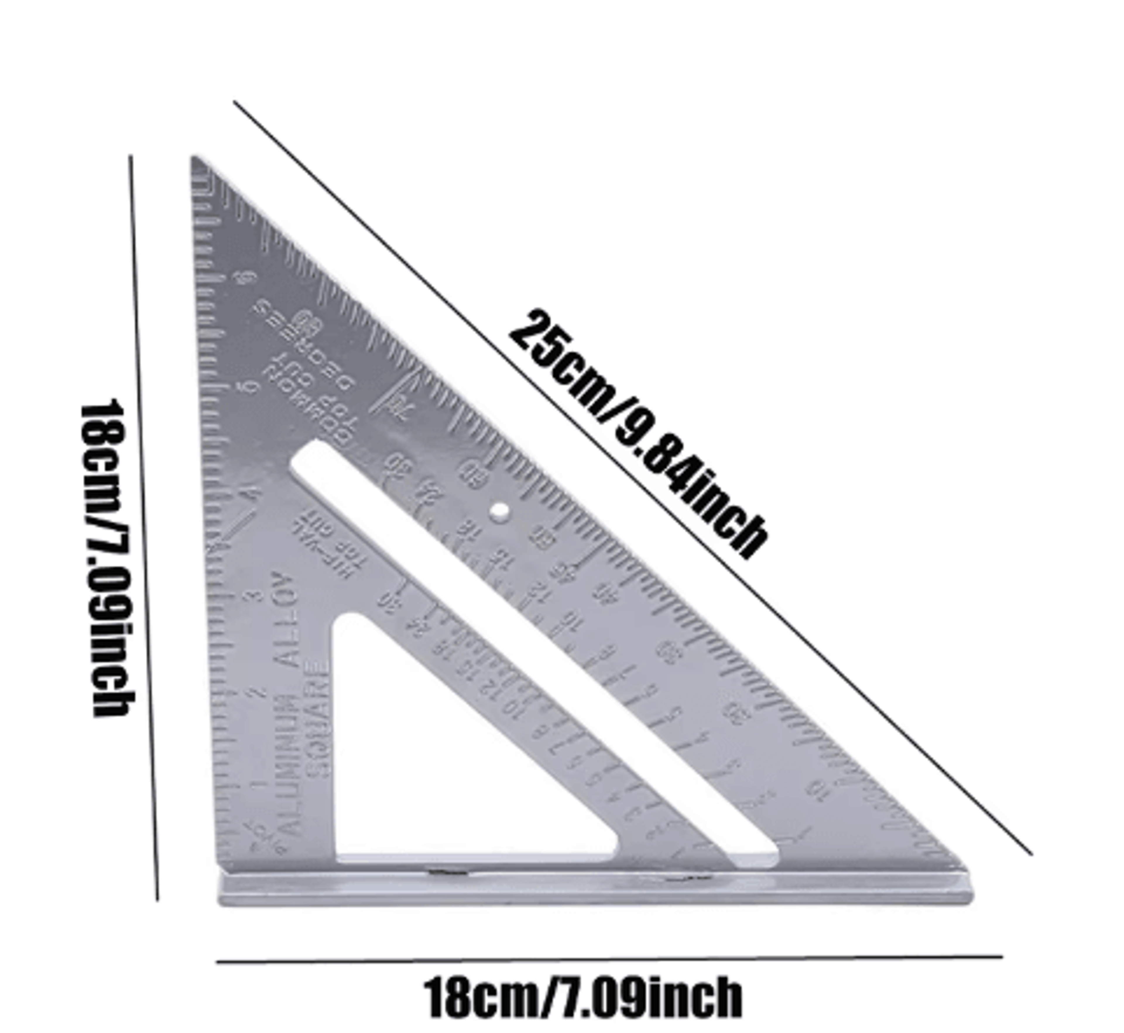 7Inch Aluminum Triangle Ruler  Carpenter Square Precision Woodworking Tool 4