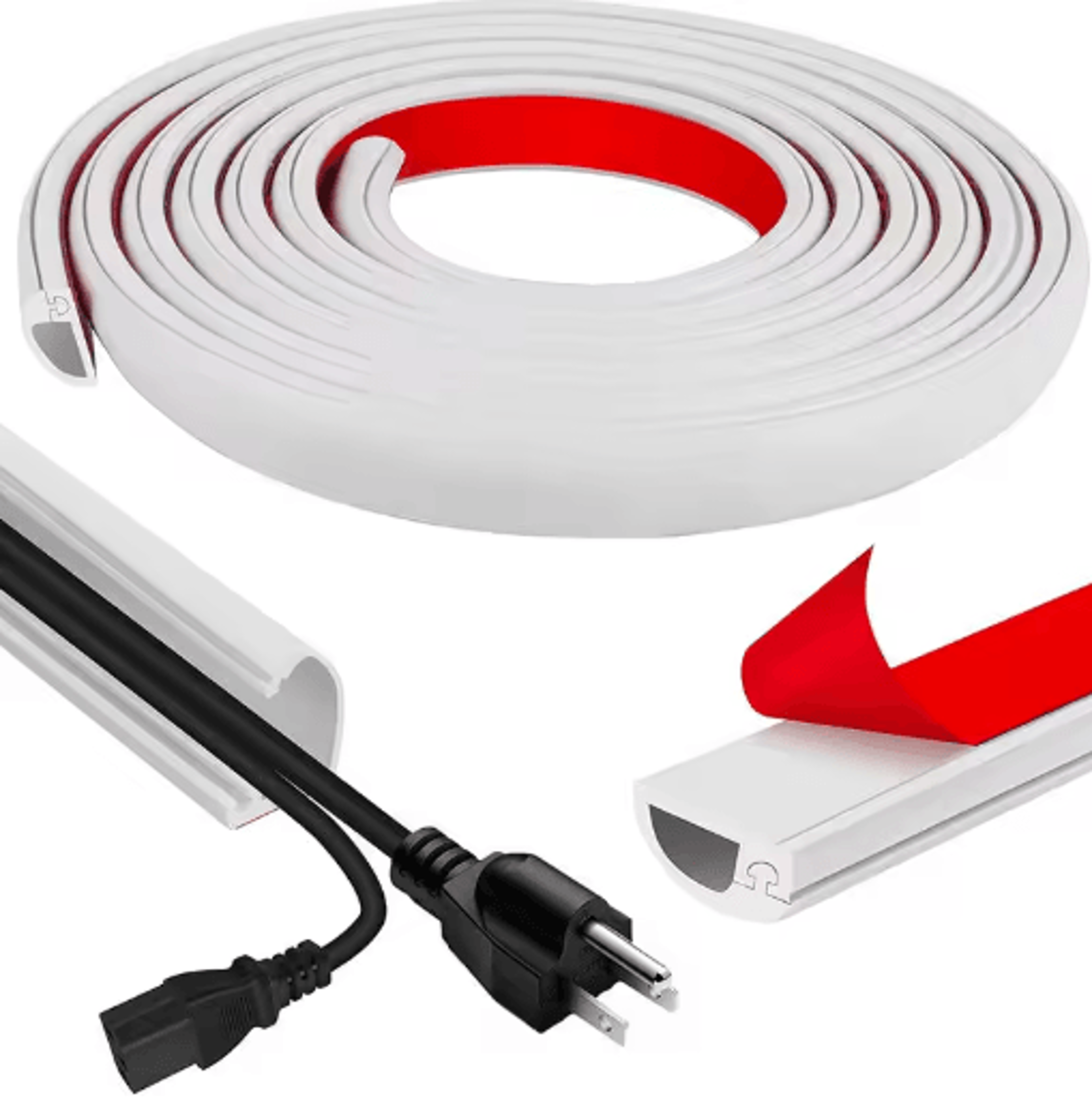 Adhesive Cable Management Channel  Invisible Wire Cover Raceway With Cap 9