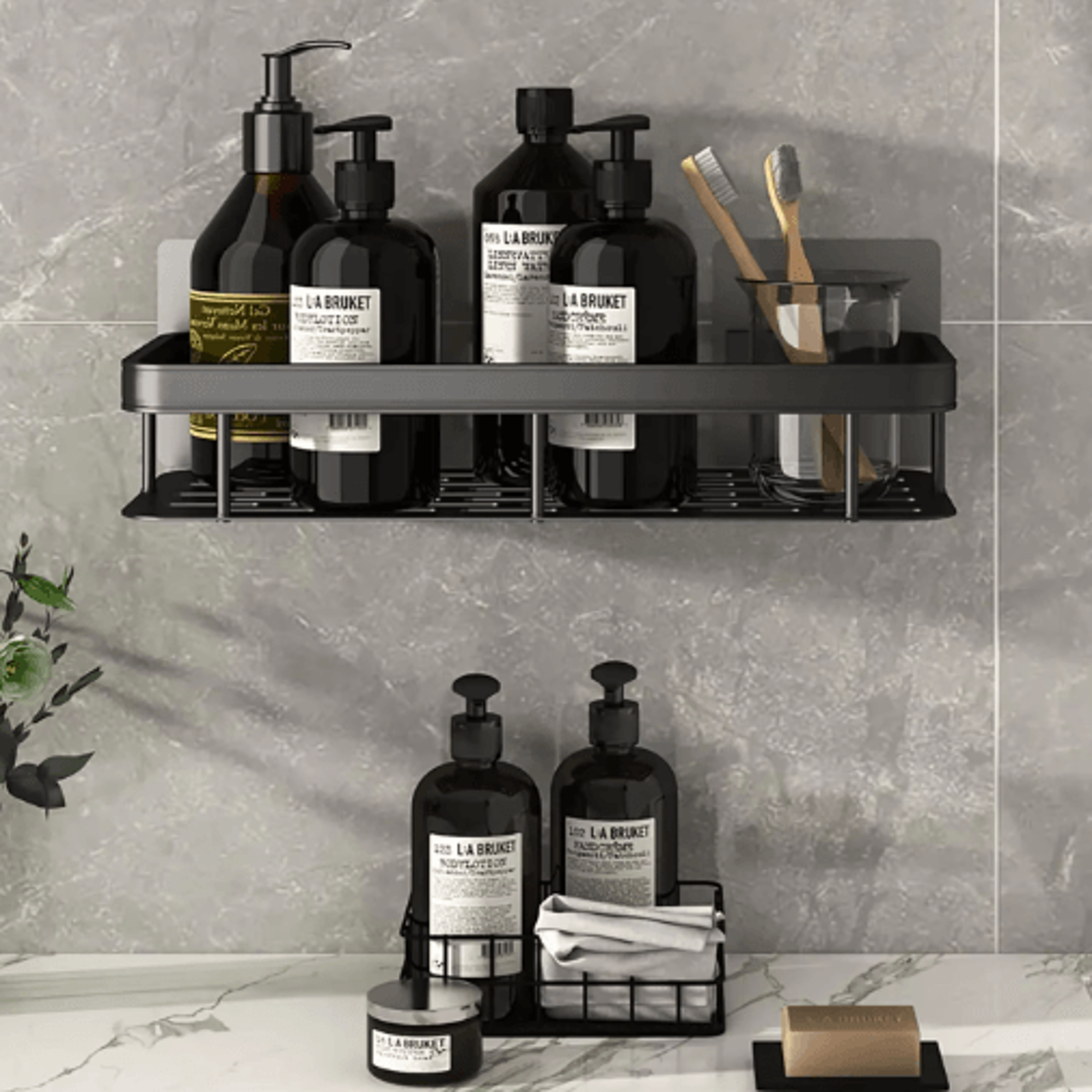 NoDrill Wall Mounted Bathroom Rack For Shower  Corner Storage 16