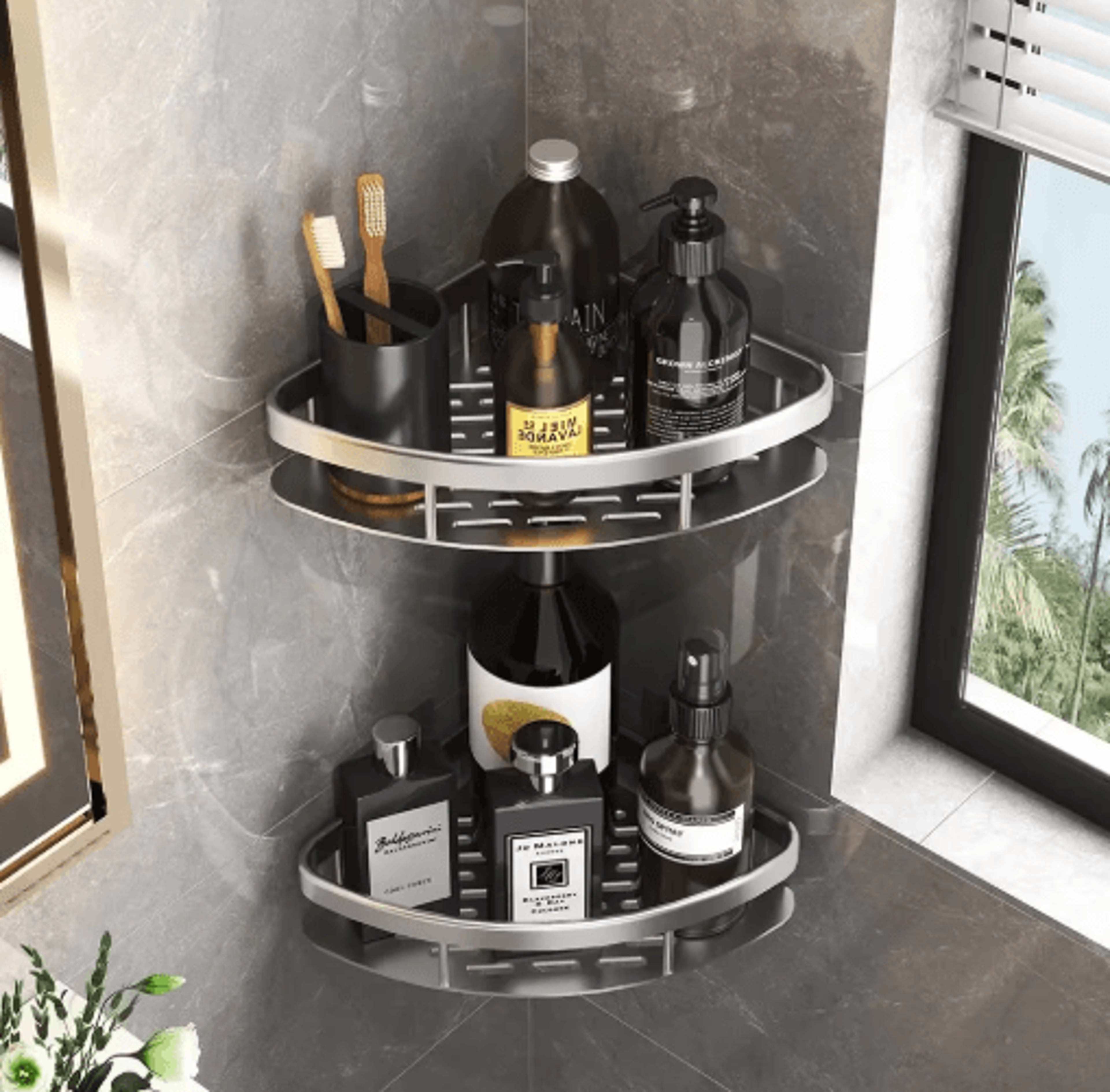 NoDrill Wall Mounted Bathroom Rack For Shower  Corner Storage 17