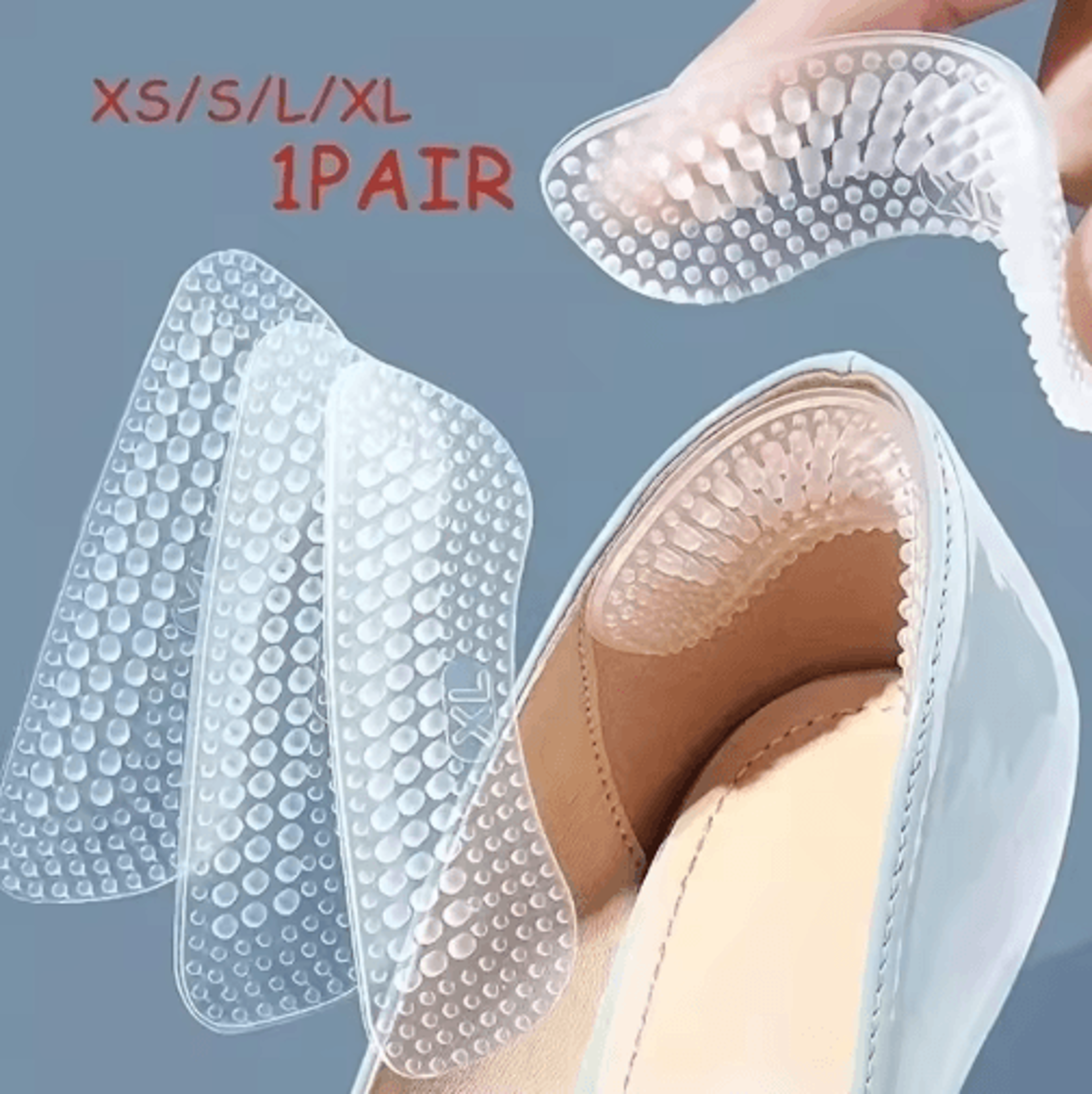 silicone heel grip inserts for anti-slip comfort & blister protection
