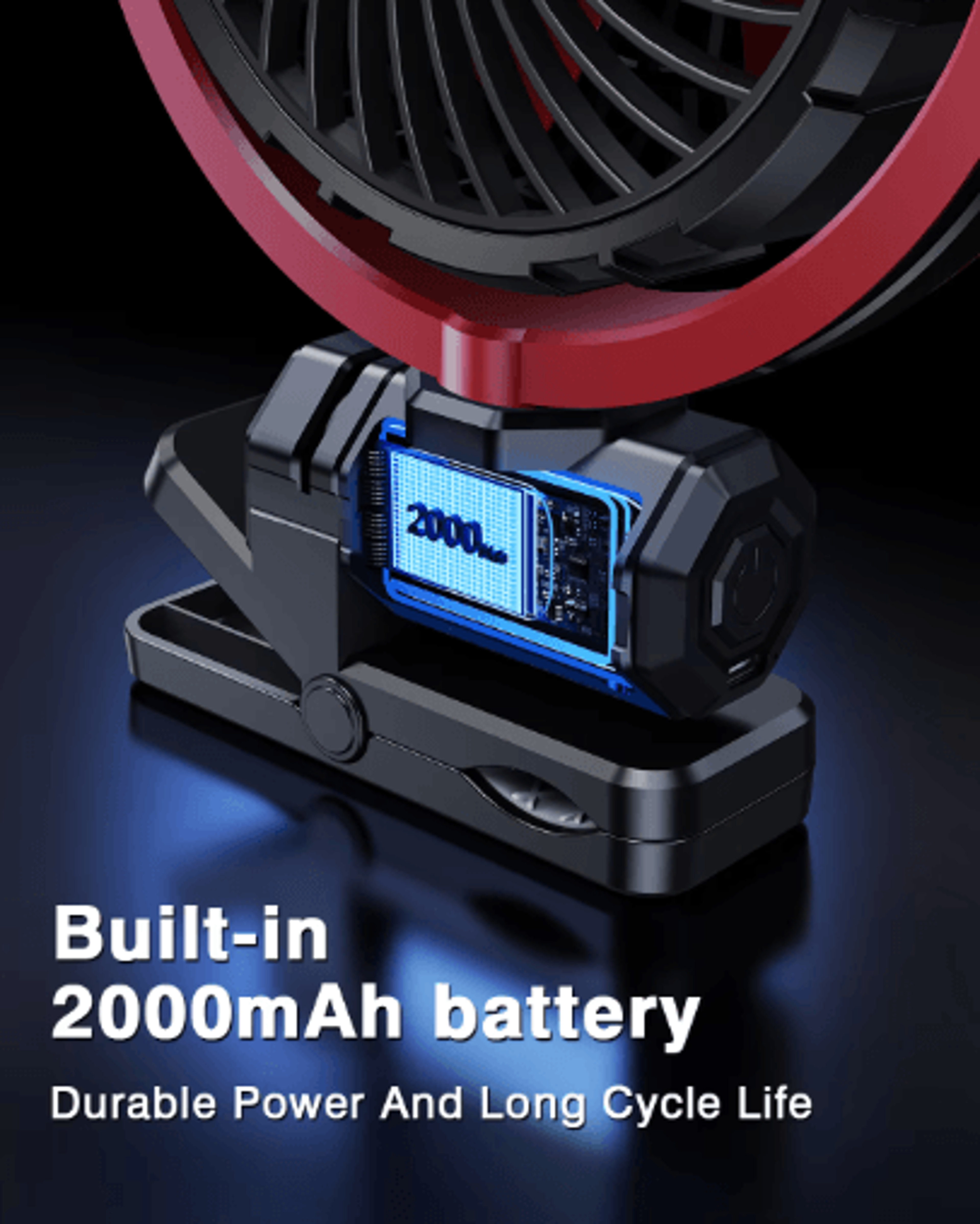 Hipacool Portable Car Cooling Fan  USB Rechargeable ClipOn 900 Rotating Air Cooler 6