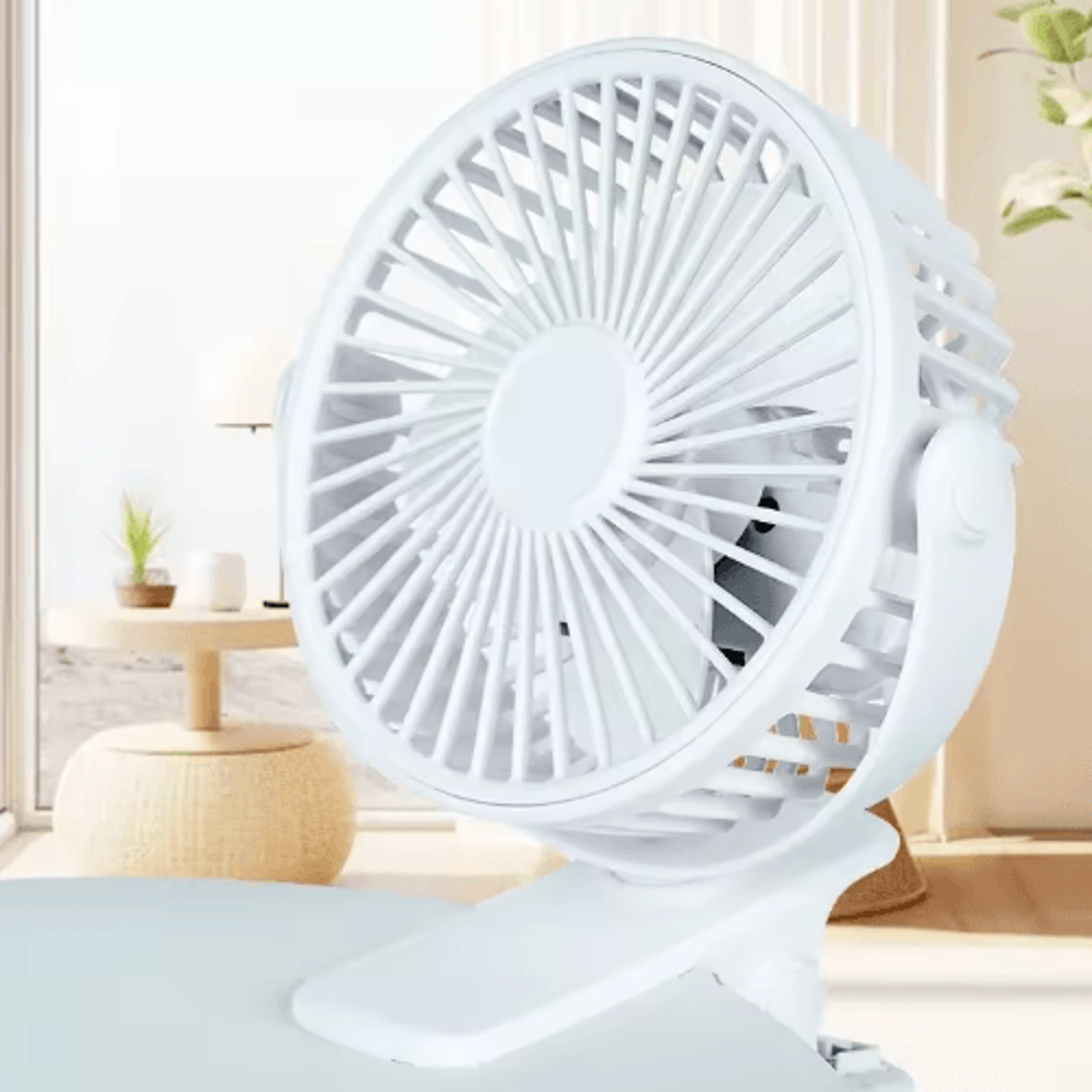 VE ClipOn Table Fan  USB Rechargeable Portable Mini Fan With Night Light 0