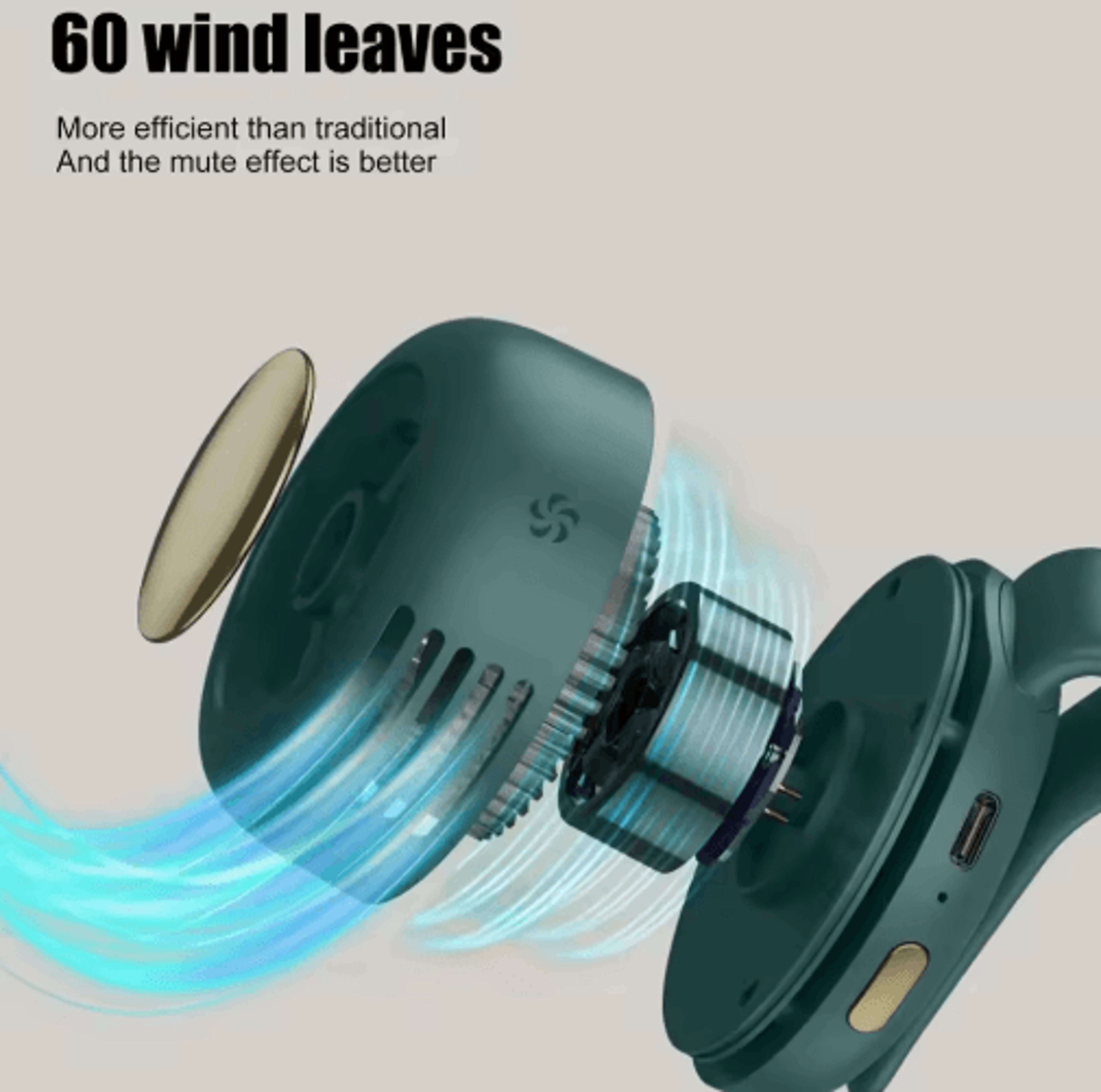 MF019 Waist Clip Fan  Mini Whirlwind HandsFree Portable Fan With 3 Speeds 6