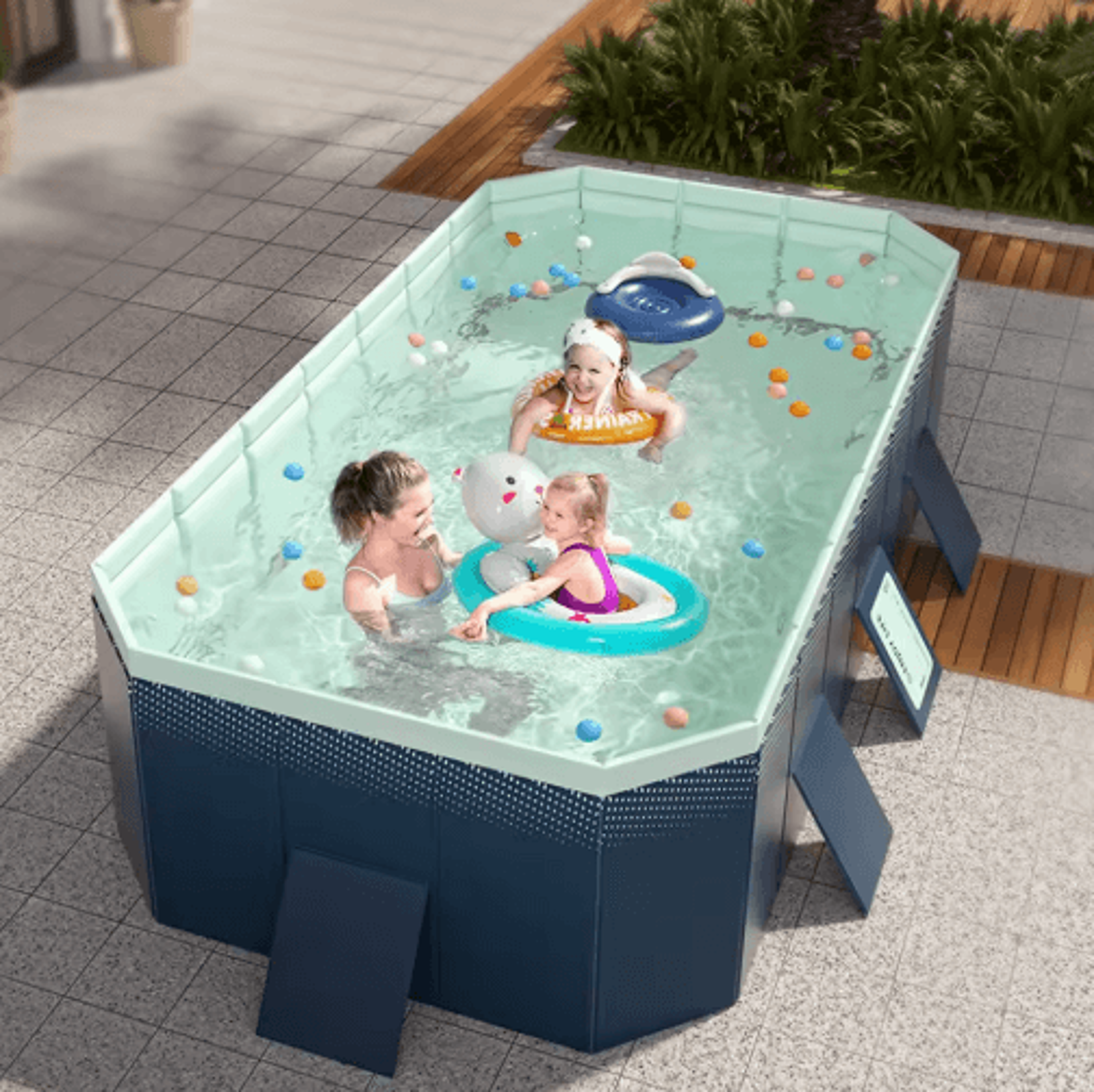 foldable swimming pool – portable oversized outdoor bath pool for home & family use