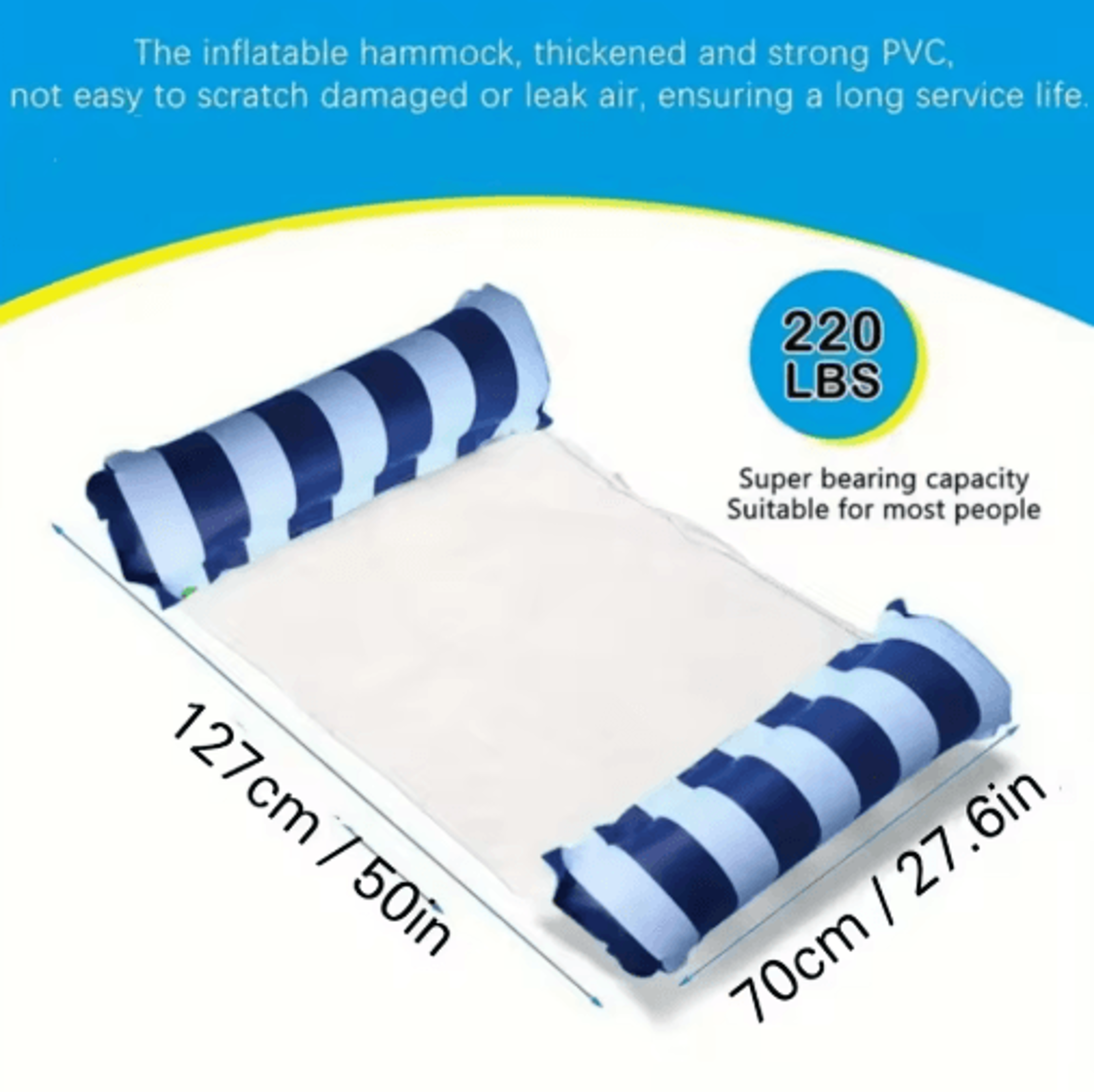 Premium Striped Pool Lounger Float  Durable Inflatable Sunbathing Mattress For Beach  Pool 7