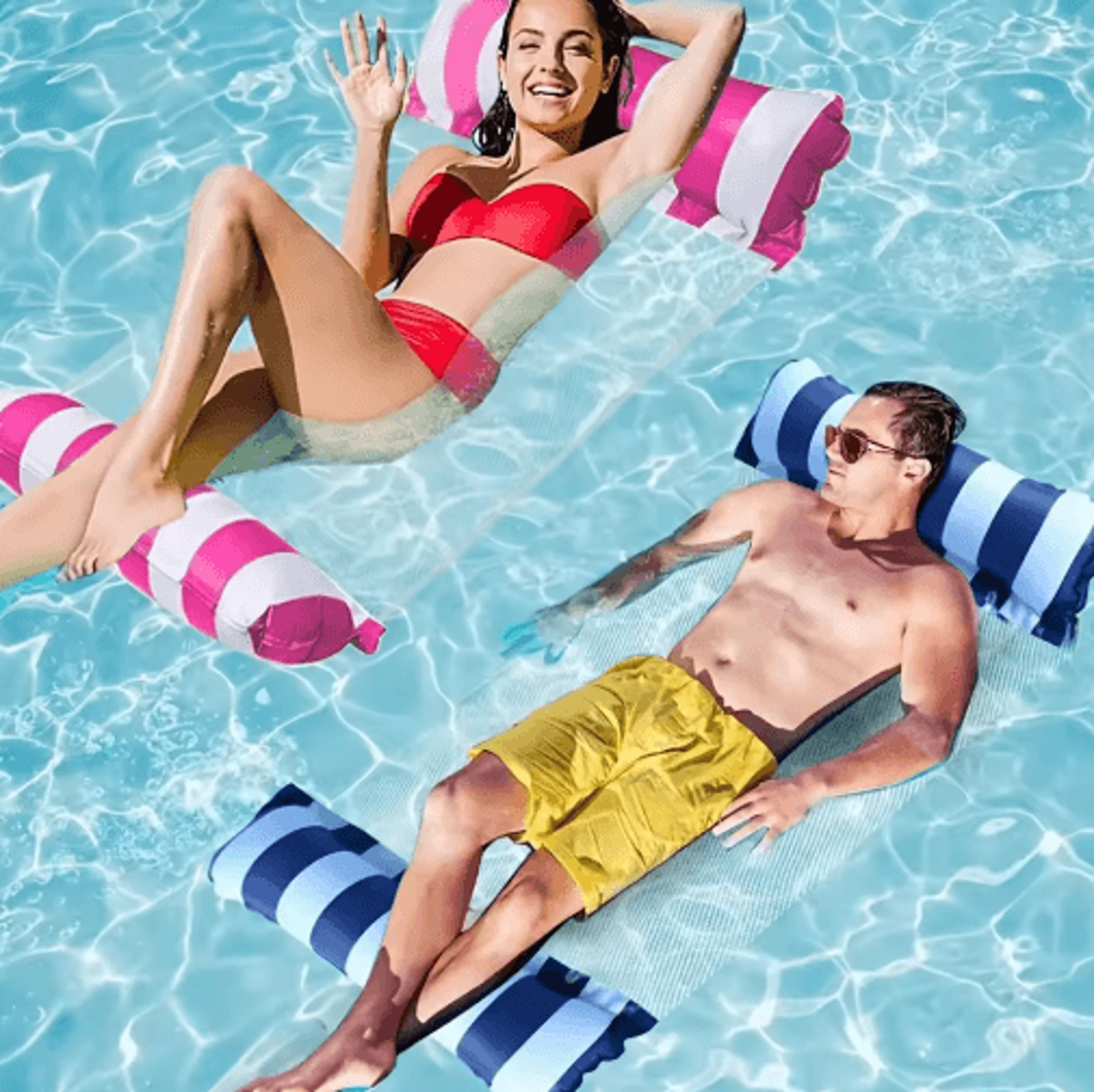 Premium Striped Pool Lounger Float  Durable Inflatable Sunbathing Mattress For Beach  Pool 8