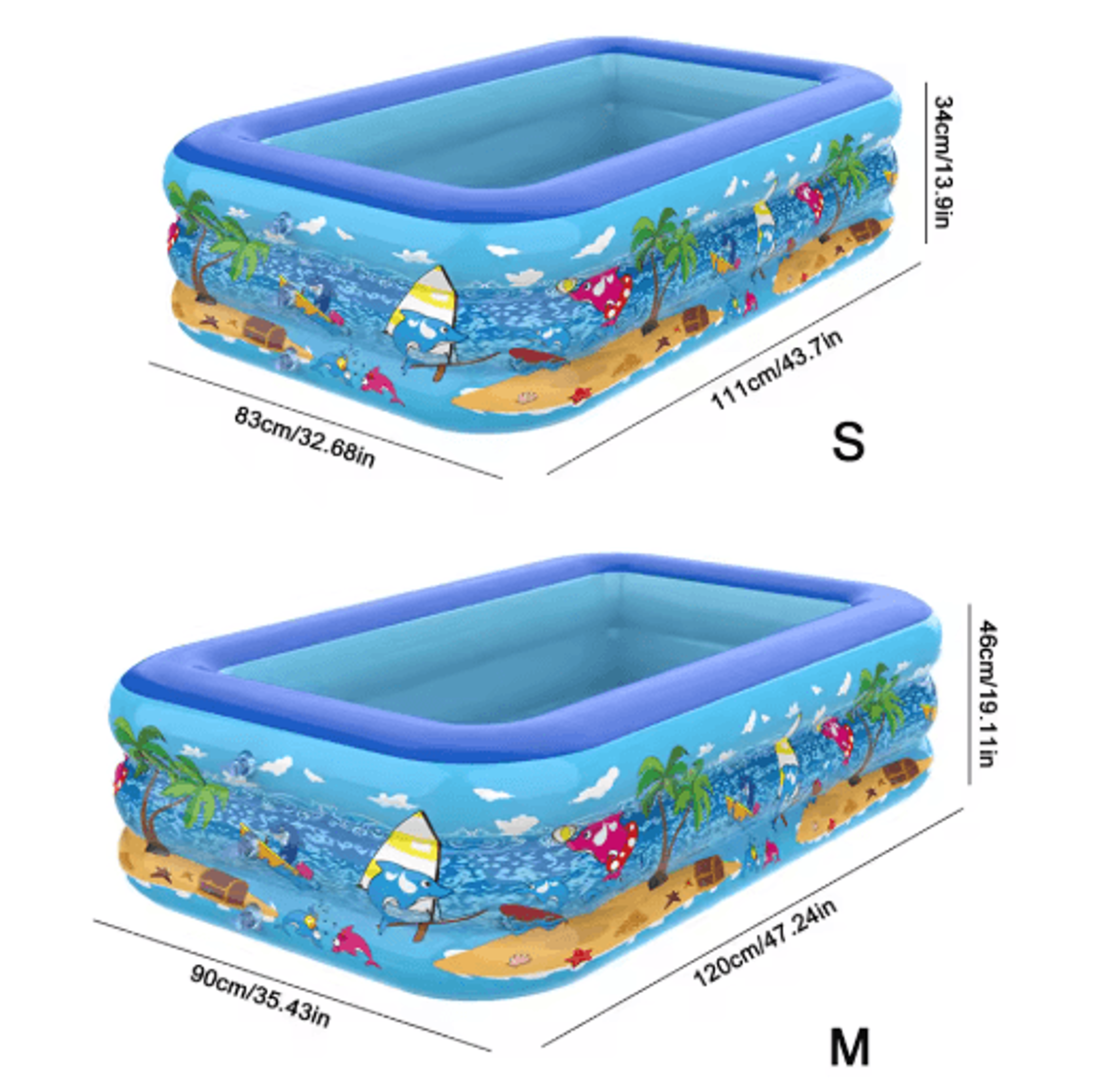 Large Inflatable Family Pool  Rectangular Kids Outdoor Pool For Summer Fun 3