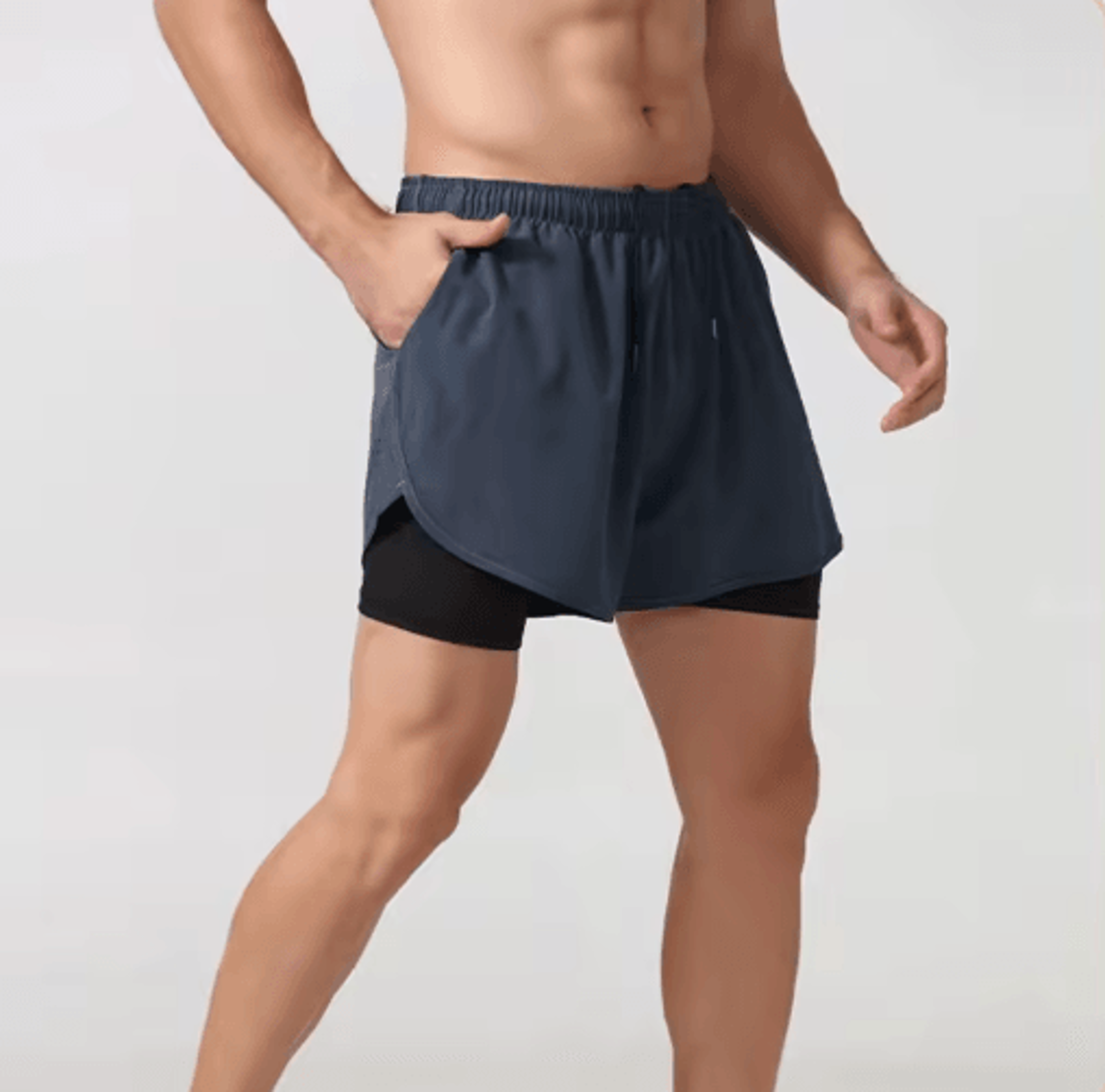 Mens Double Layer Running Shorts Quick Drying Fitness Workout Training Shorts 15