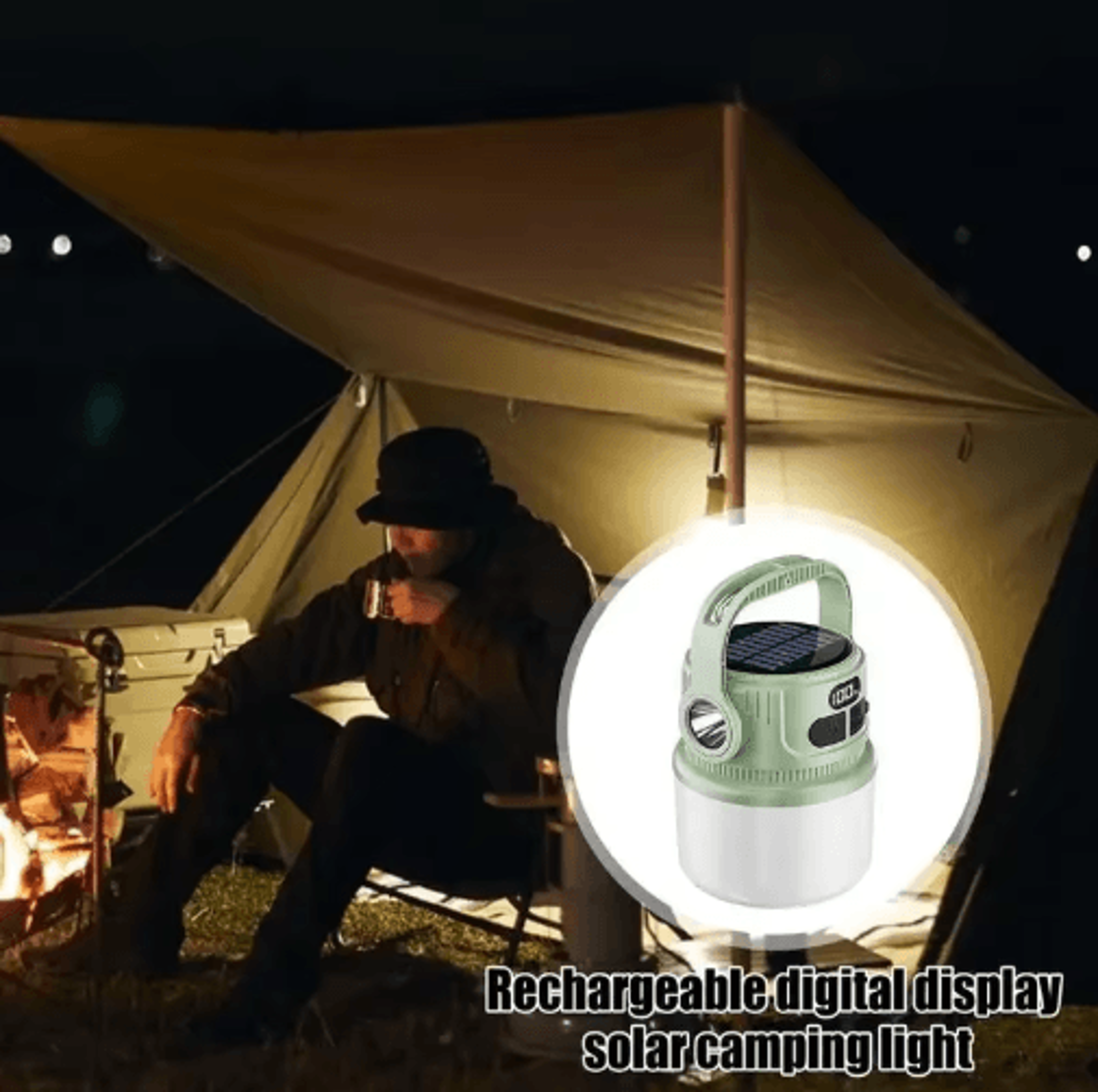 Portable LED Camping Lantern With Solar Rechargeable Power  Waterproof Design 6