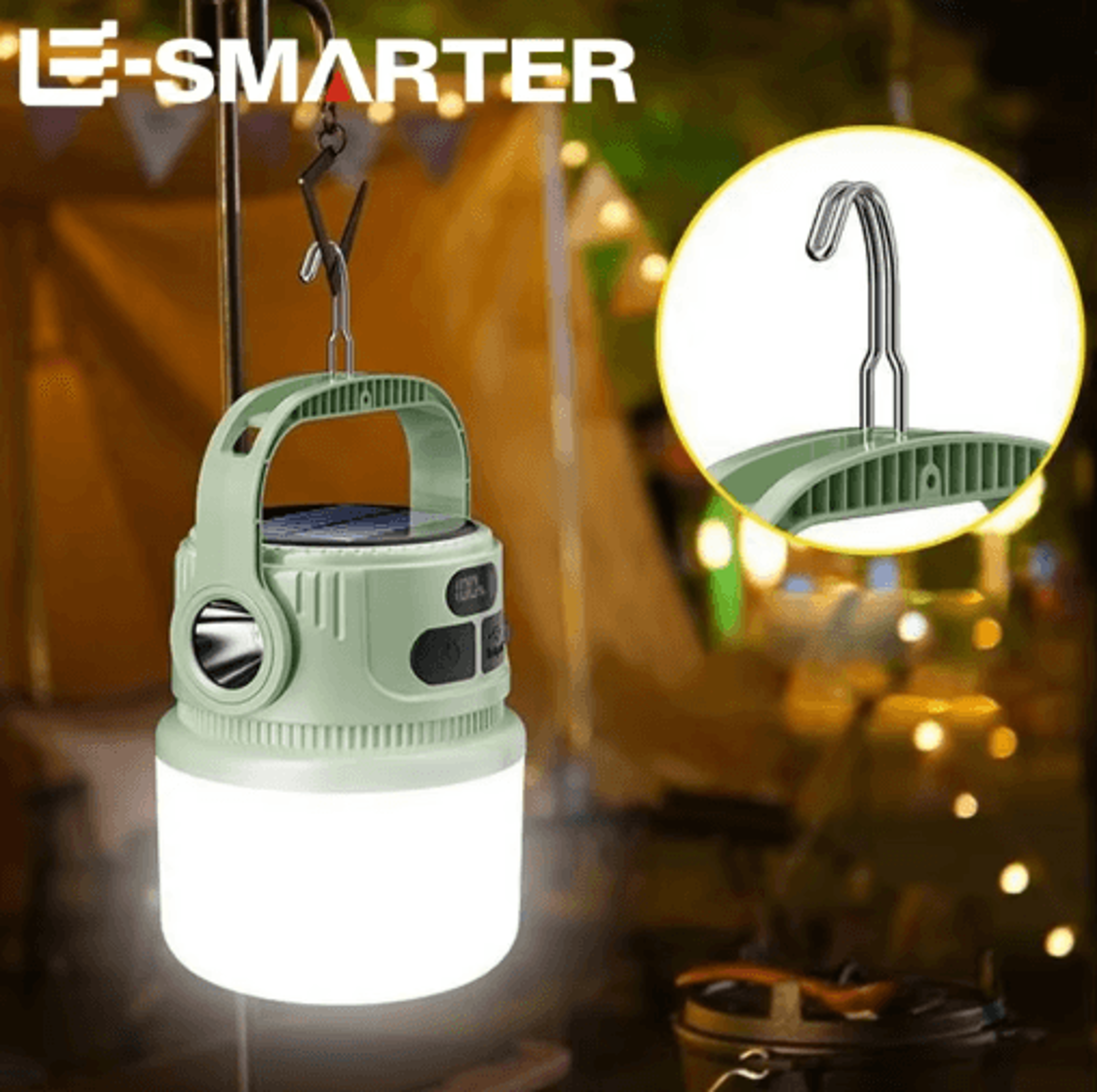 Portable LED Camping Lantern With Solar Rechargeable Power  Waterproof Design 7