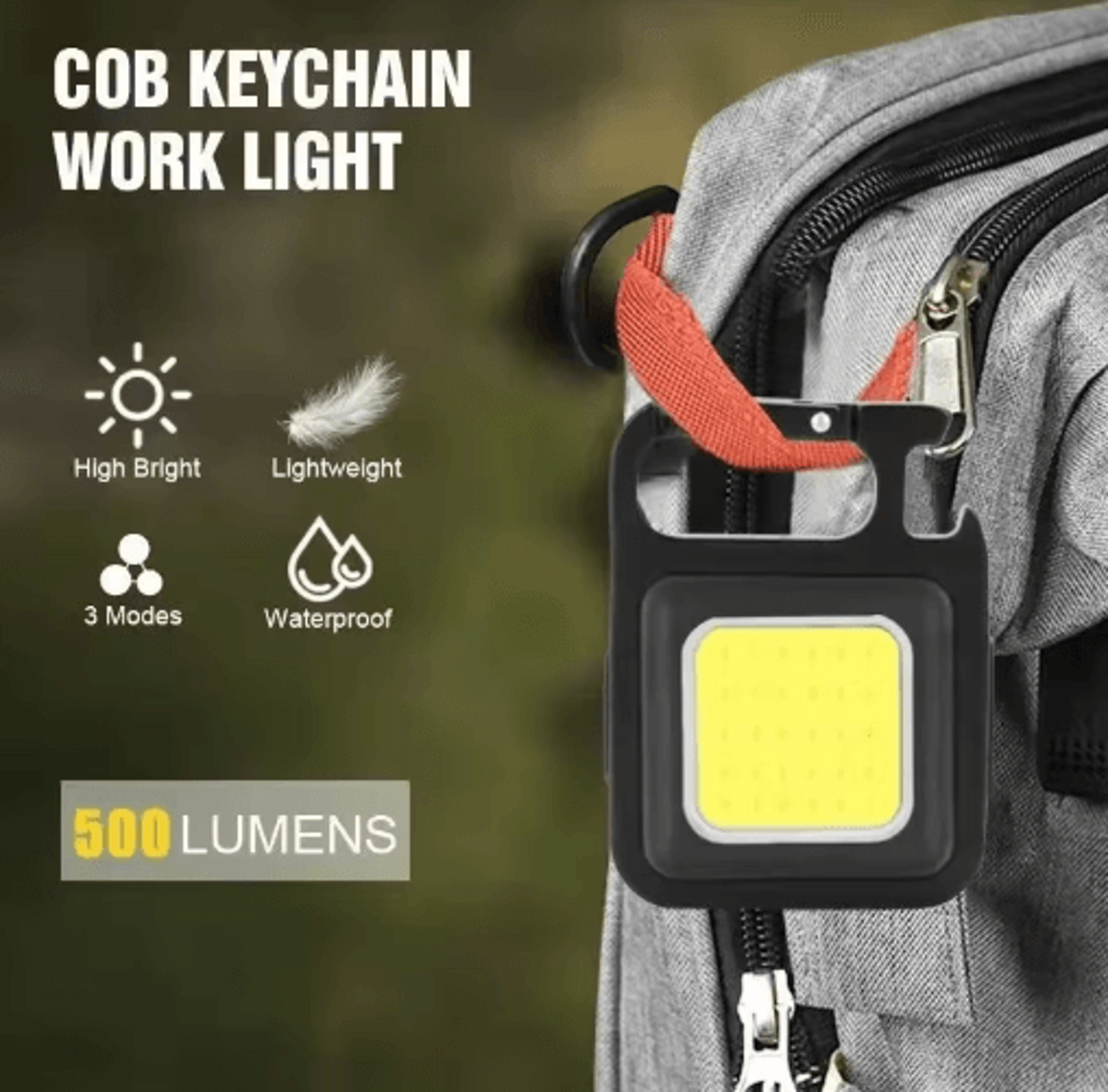 Mini Keychain Camping Light With COB Rechargeable High Brightness 5