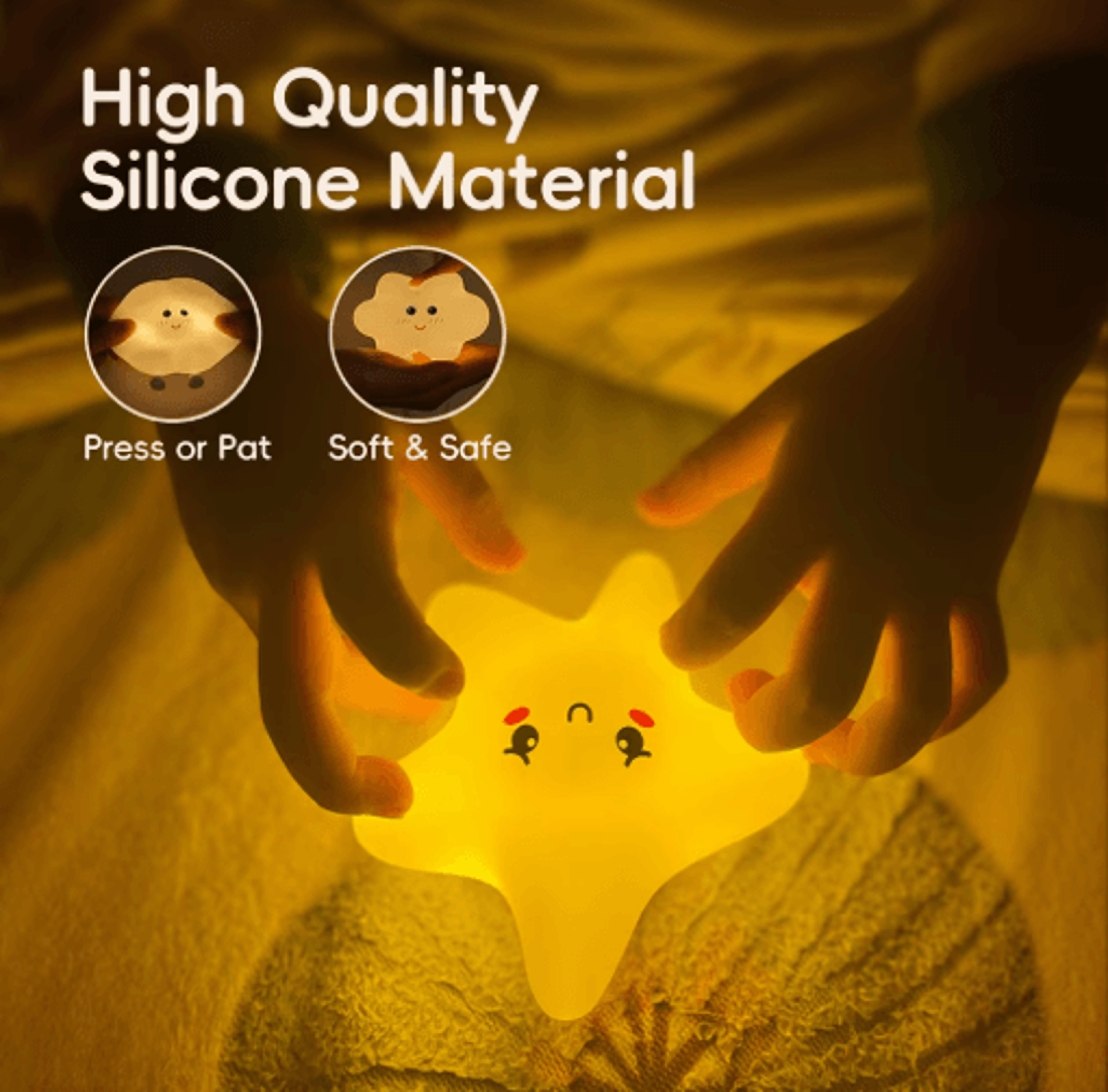Silicone LED Cloud  Star Baby Night Light For Nursery  Bedside Comfort 8