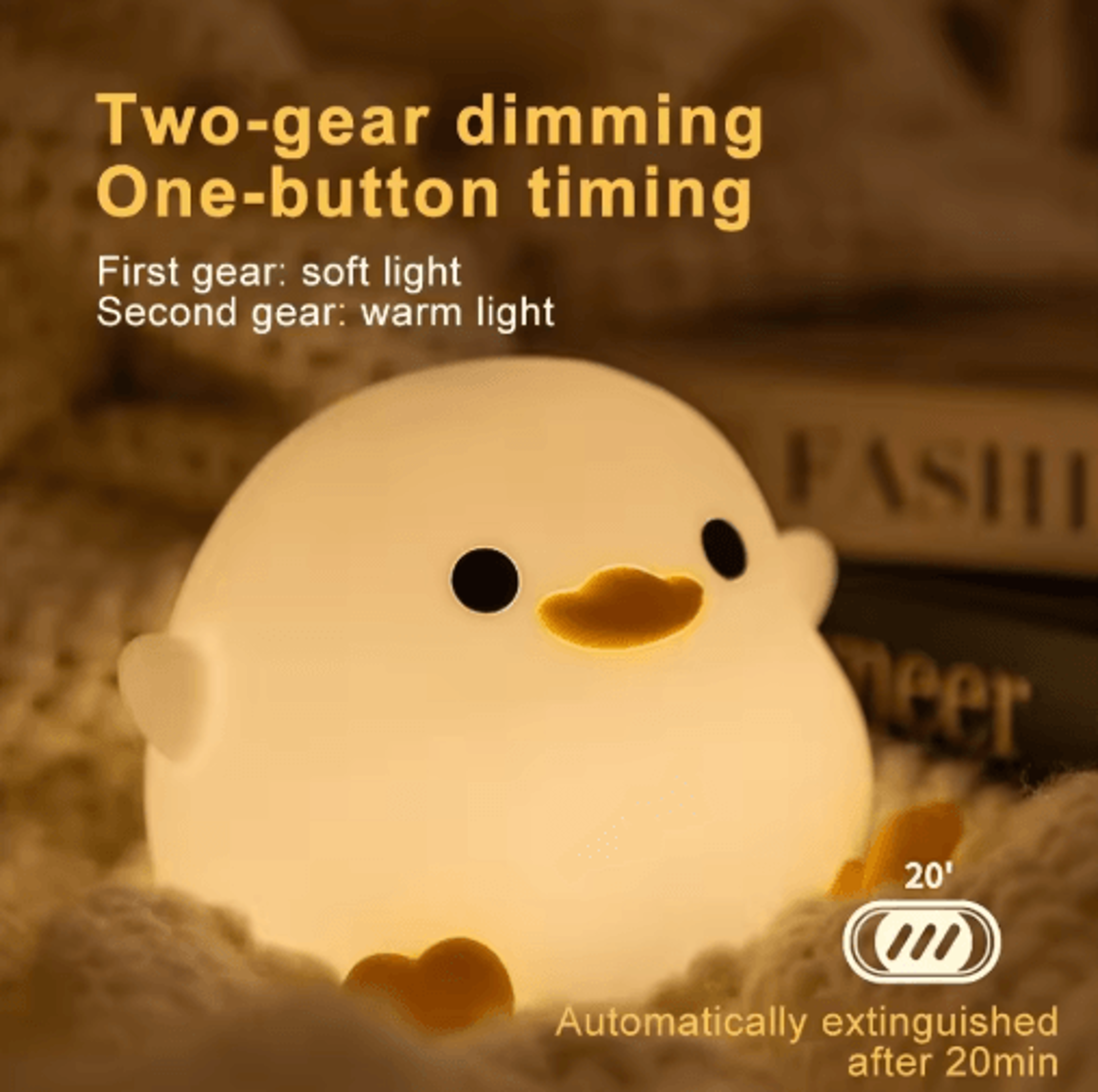 Cute Duck Silicone Touch Night Light With Timer  USB Rechargeable Design 4