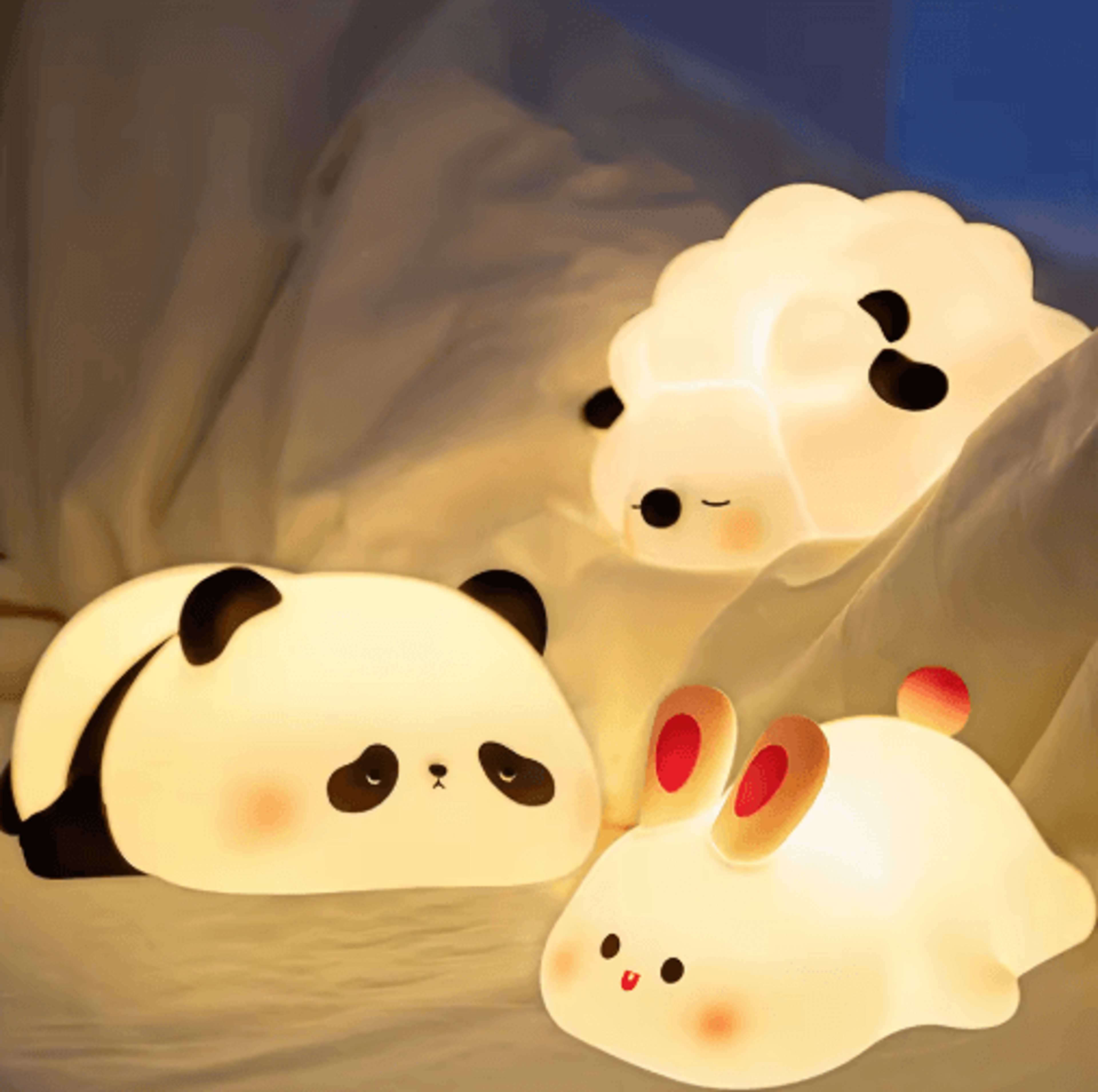 cute silicone animal night light with usb rechargeable & dimmable glow