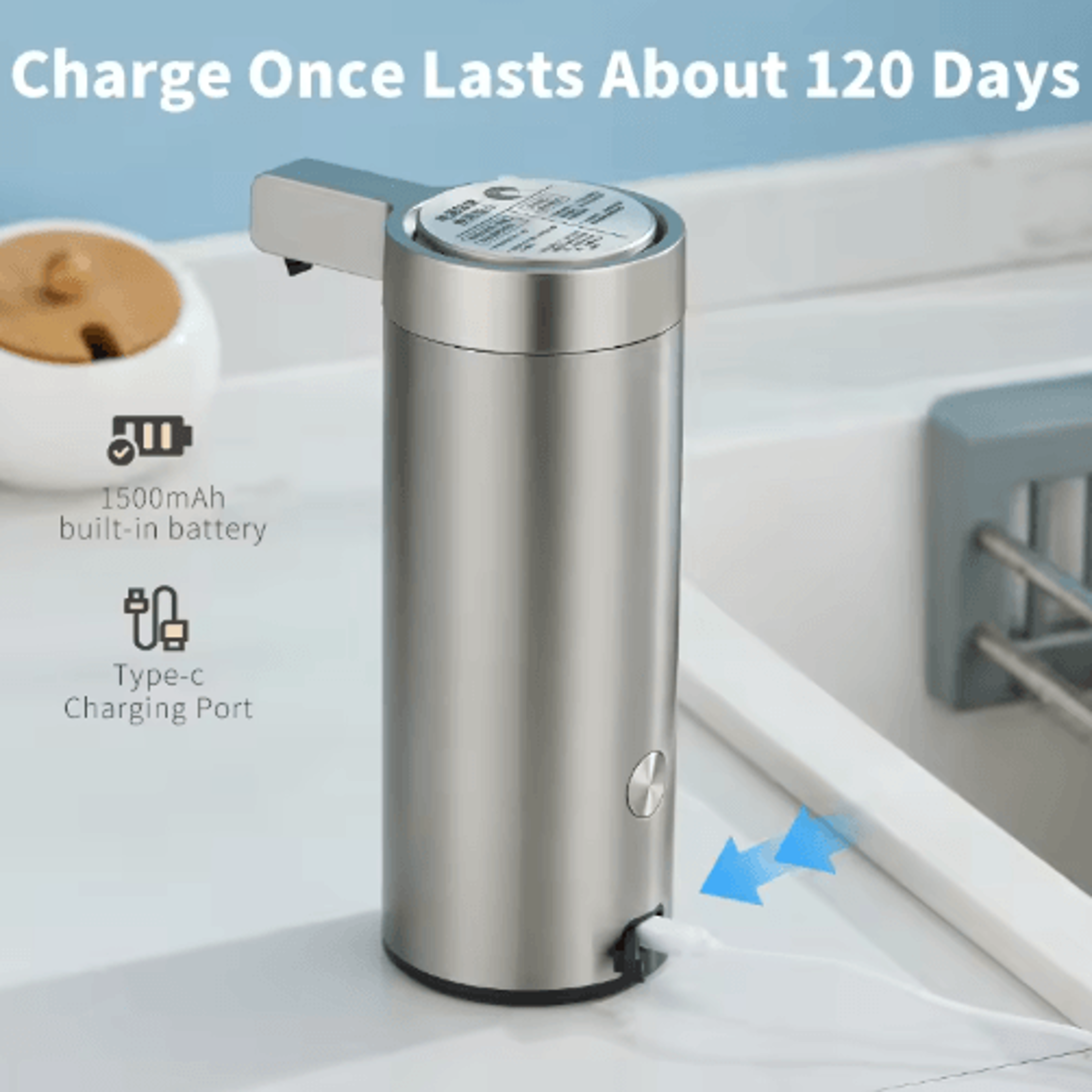 SmartSense 270ml Automatic Soap Dispenser  Touchless Sensor Soap Dispenser For Kitchen  Bathroom 5