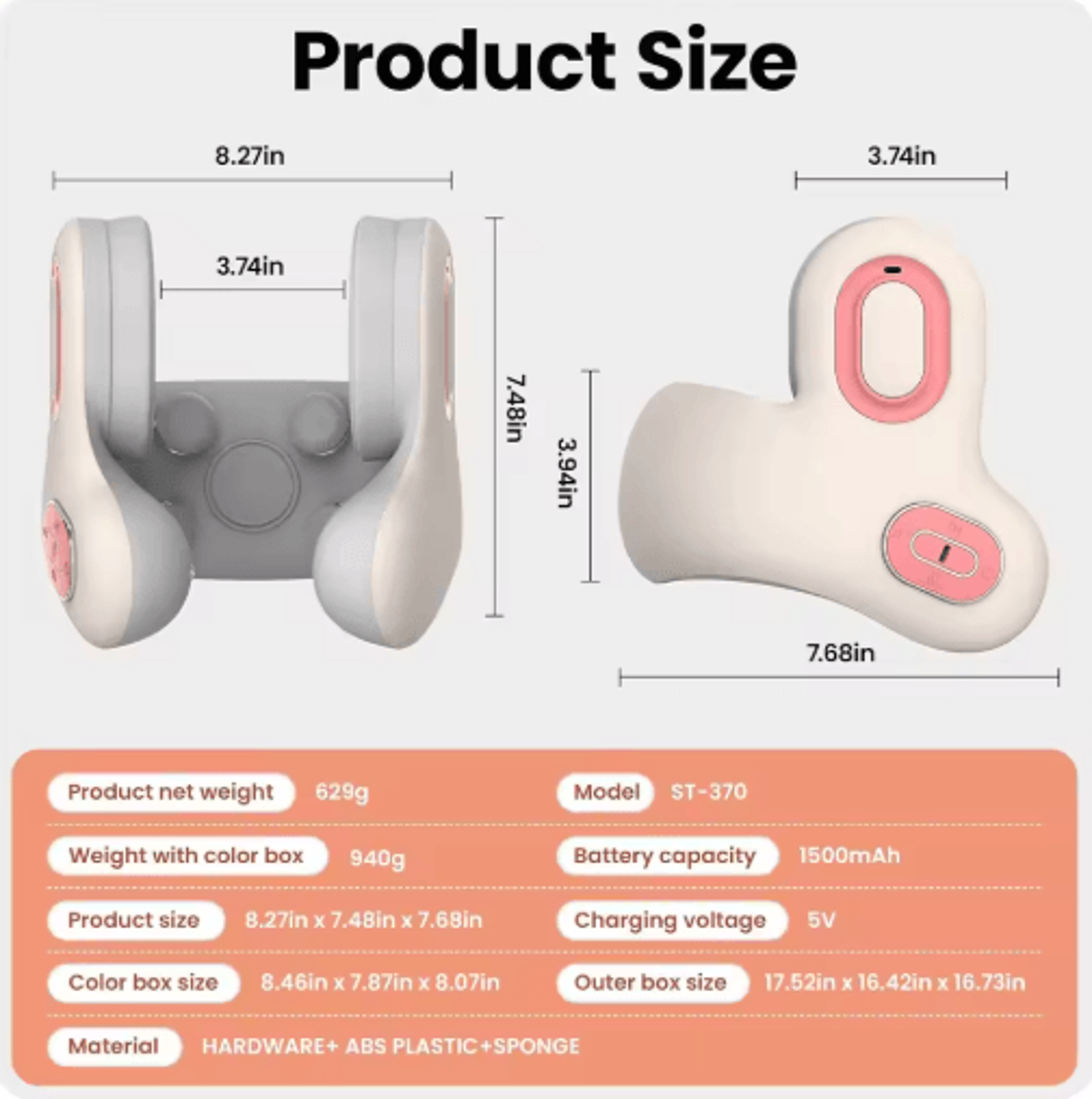 SmartRelax Wireless Neck Massager U Shaped Neck Massage Pillow With Heat Red Light  Bluetooth 2