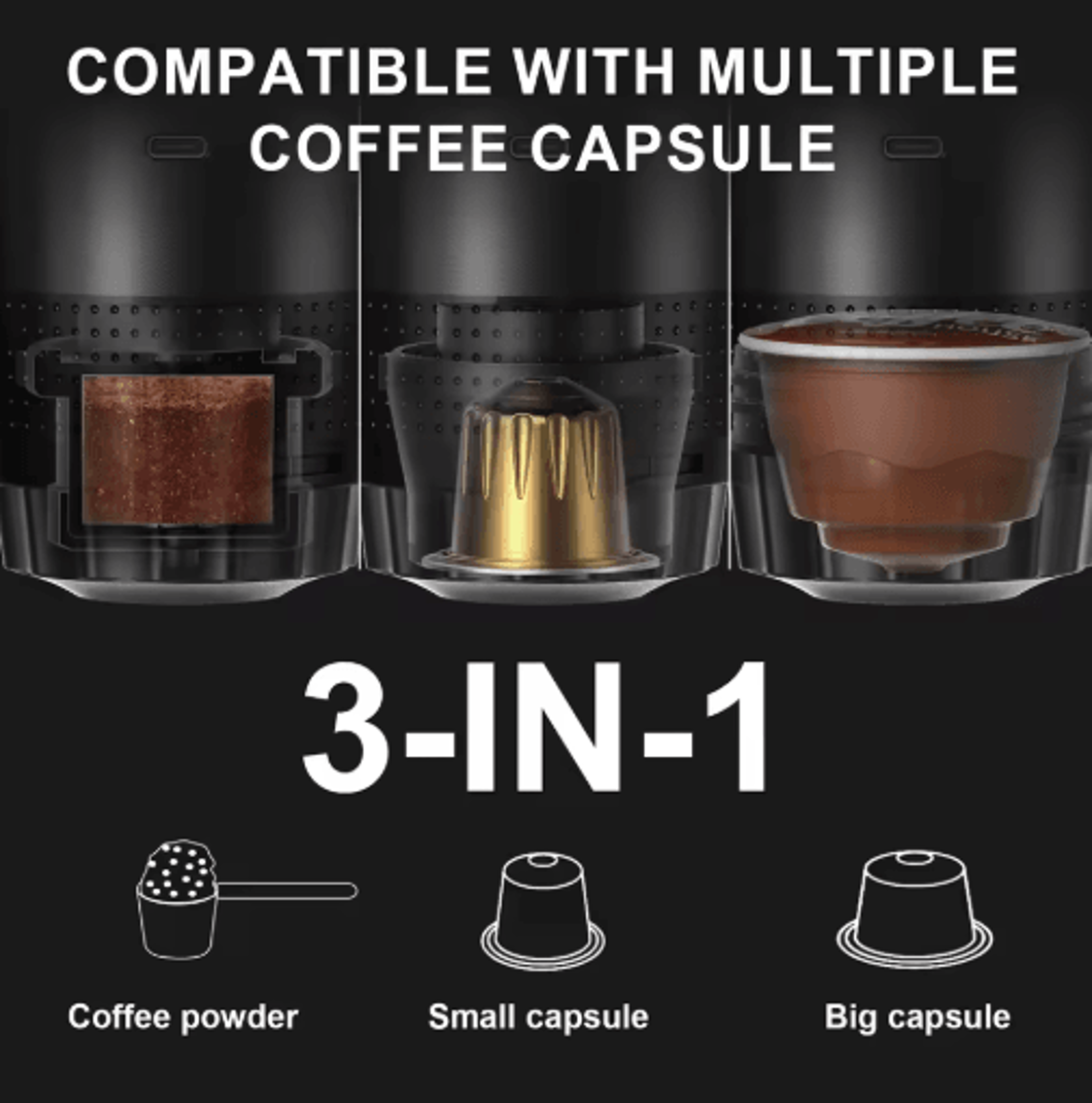BrewGo 3in1 Portable Espresso Machine Wireless Travel Coffee Maker For Car Camping  Home 9
