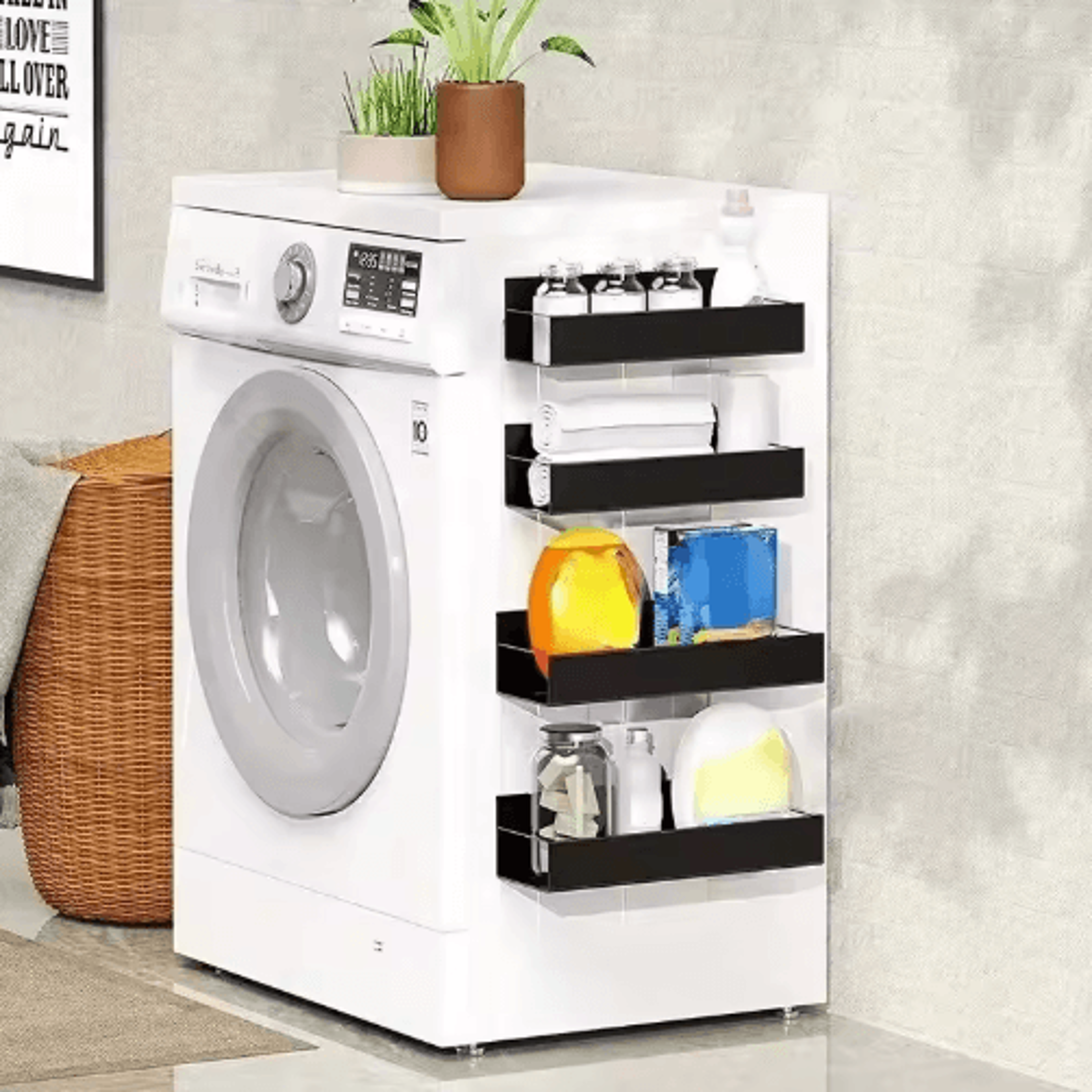 MagniSpace 2pcs Magnetic Storage Shelf  SpaceSaving Fridge Organizer Rack For Kitchen  Laundry 0