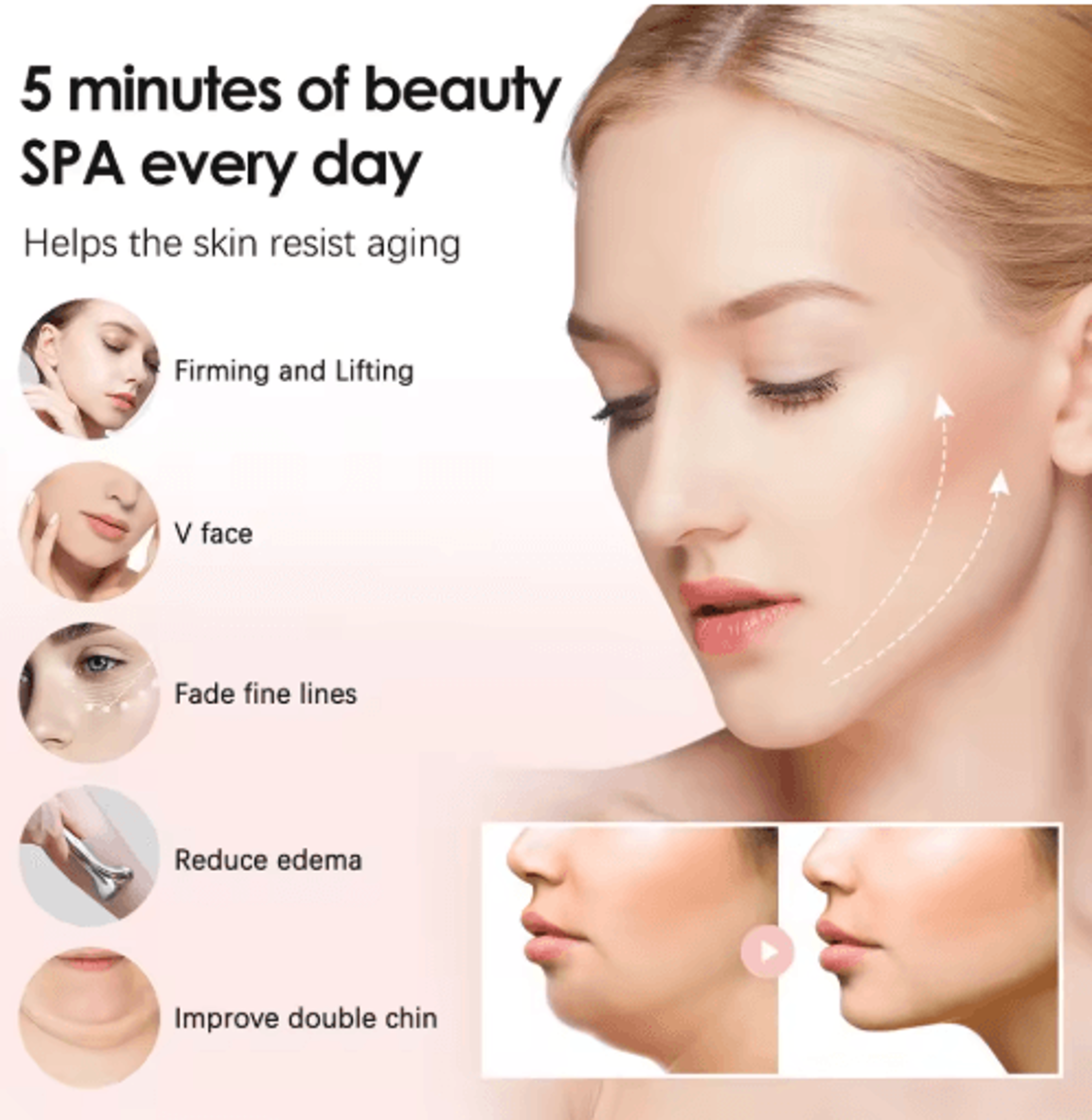 Microcurrent Facial Roller Massager  Lifting Facial Slimming Device For Firming  Skin Tightening 3