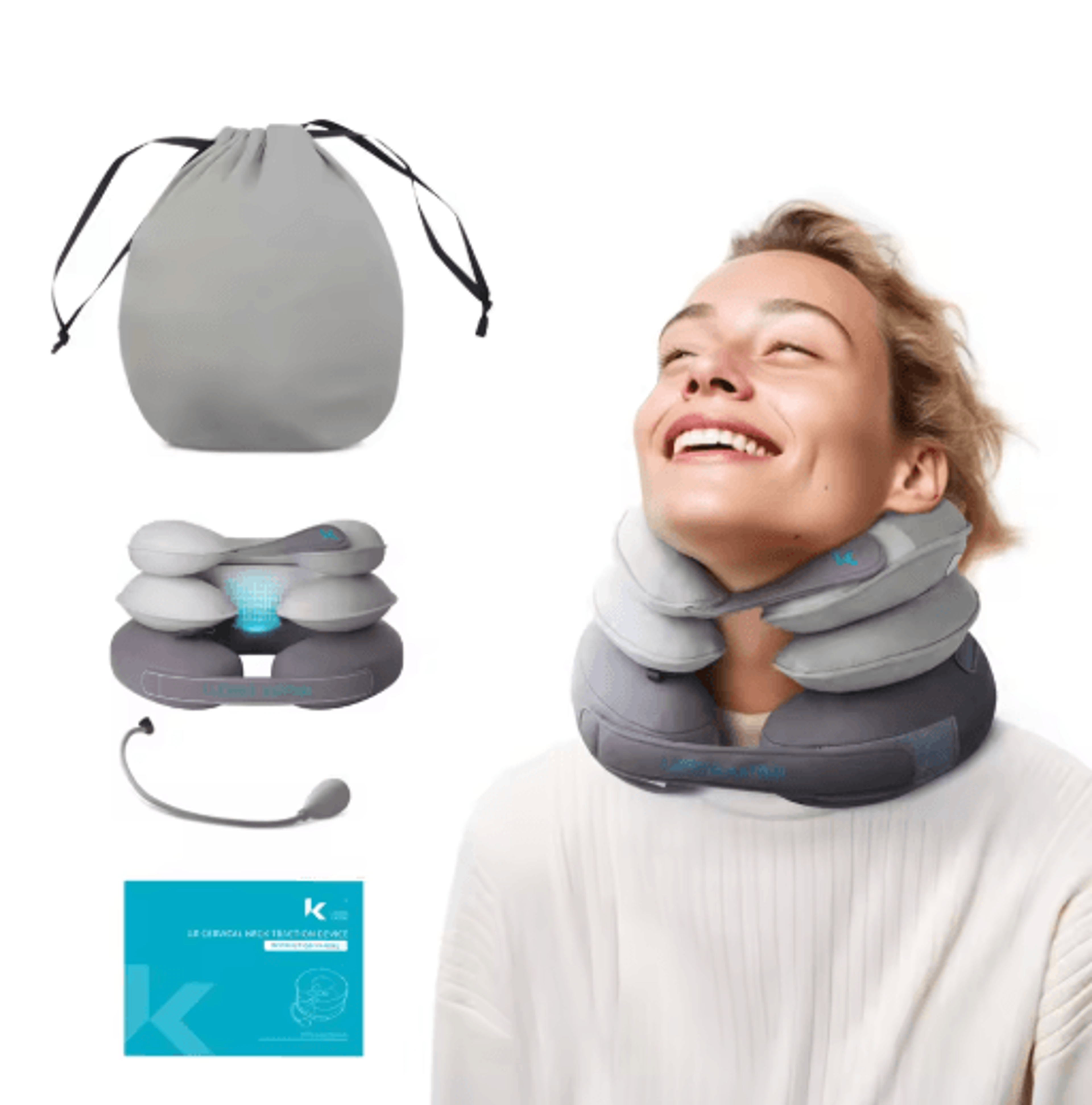 Inflatable Cervical Neck Traction Pillow Adjustable Neck Traction Device For Pain Relief  Posture S 1