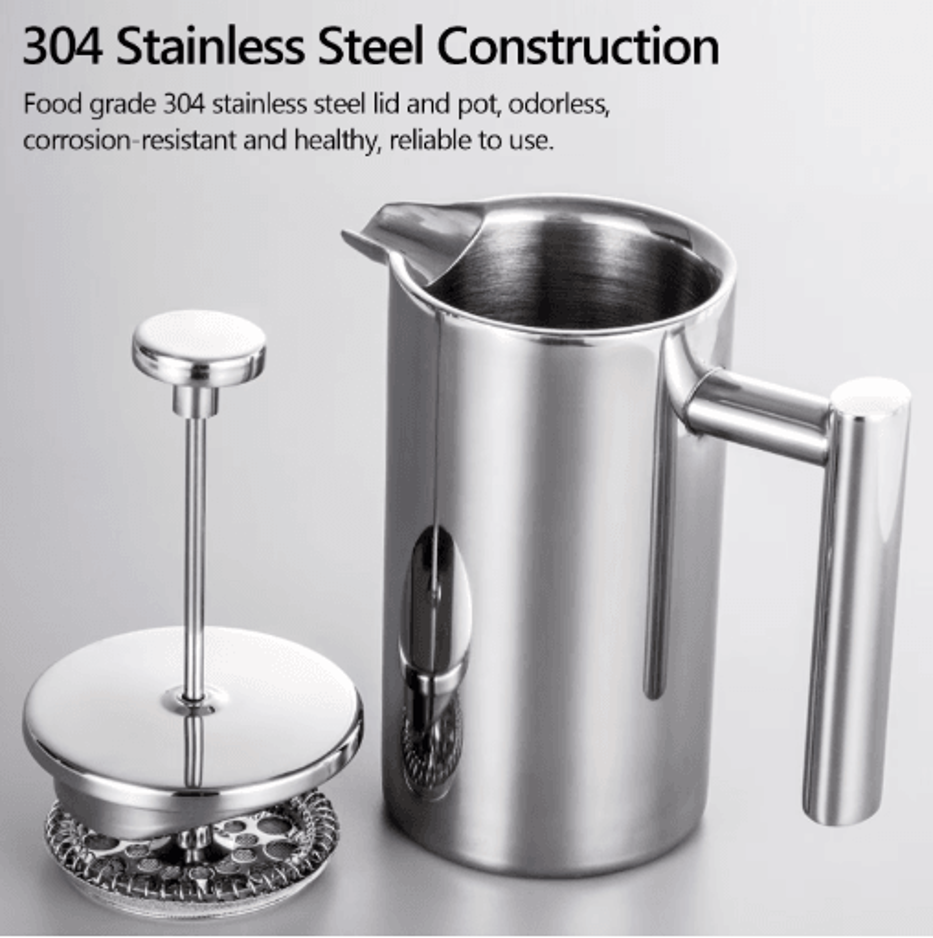 Stainless Steel French Press Coffee Maker Double Wall Insulated Manual Coffee Brewer 350ml1000ml 7