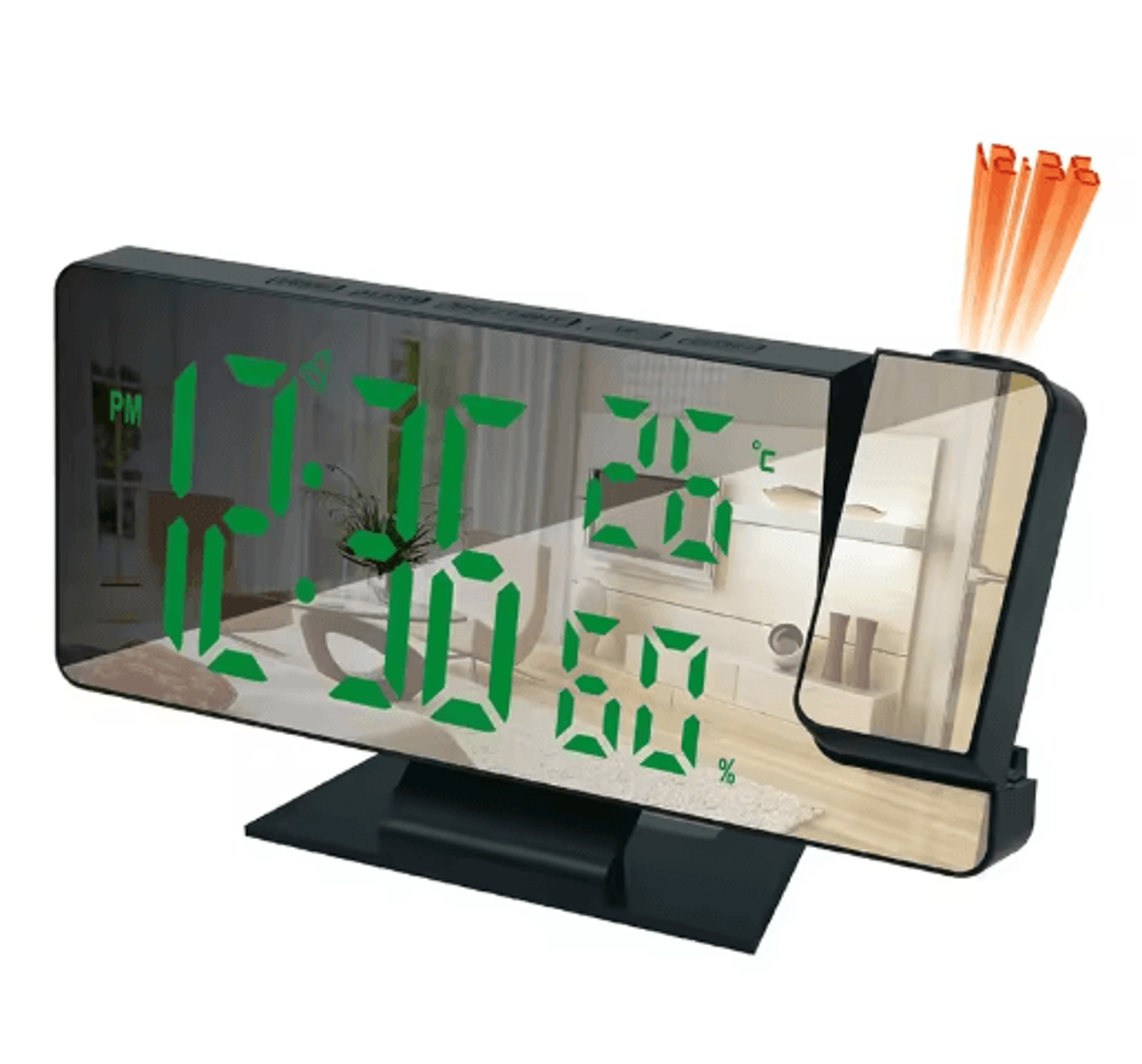 LED Digital Projection Alarm Clock  Ceiling Projector Clock With Temperature Display  Snooze 1