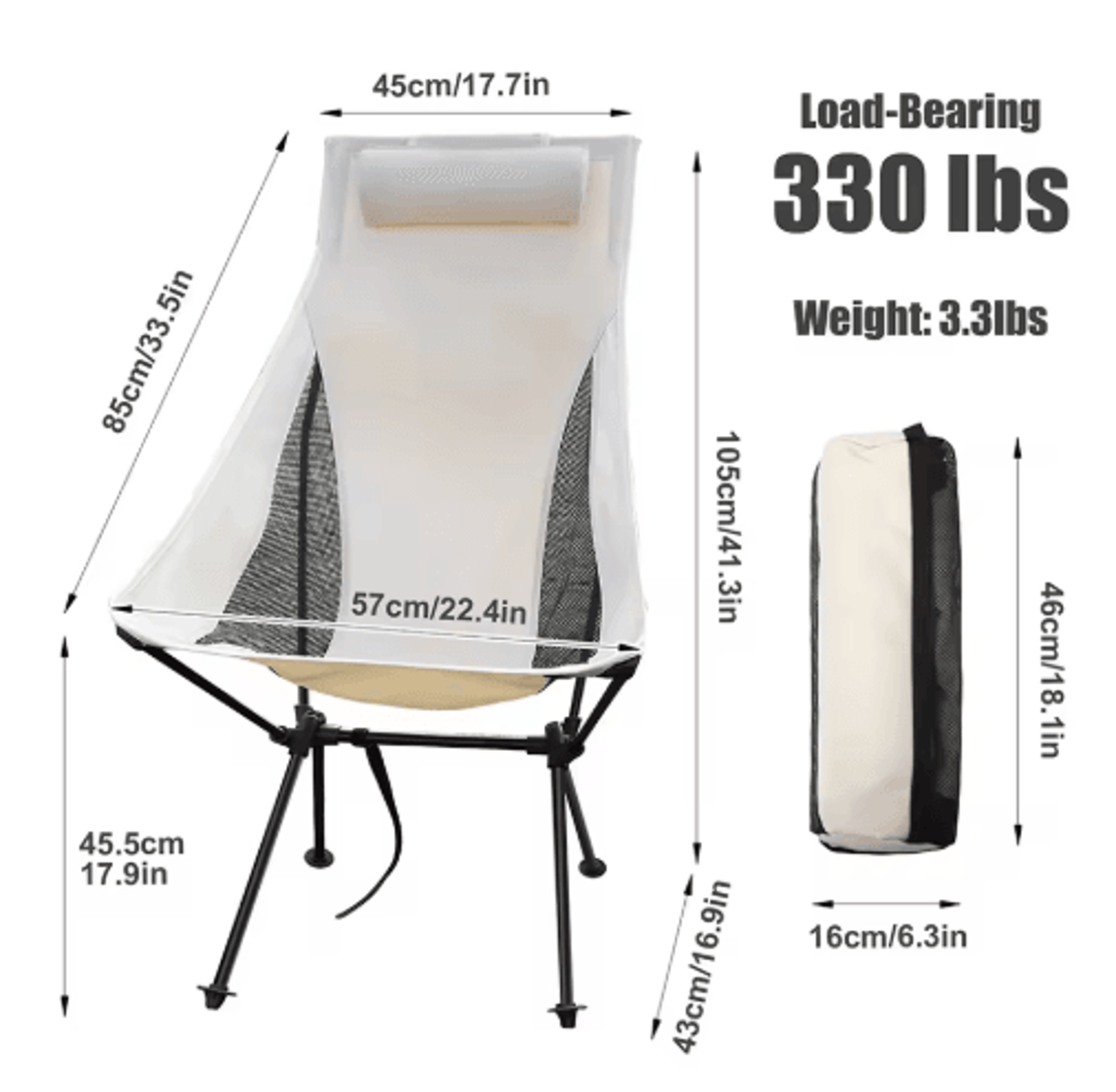 WESTTUNE Portable Camping Chair With Headrest  Lightweight Folding Aluminum Outdoor Chair 7