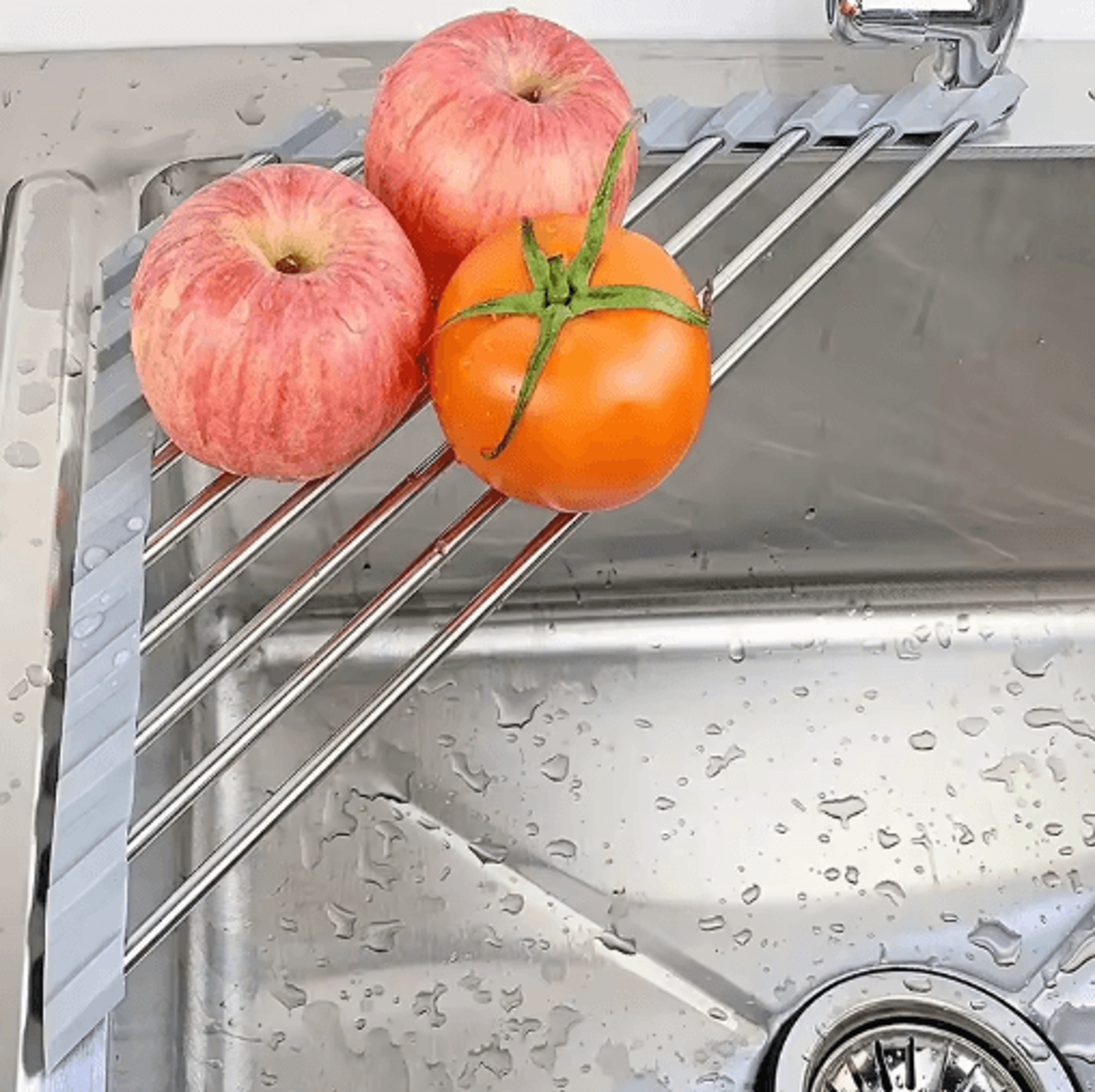 Roll Up Triangle Over Sink Drying Rack Foldable Stainless Steel Dish Drainer  Corner Organizer 0