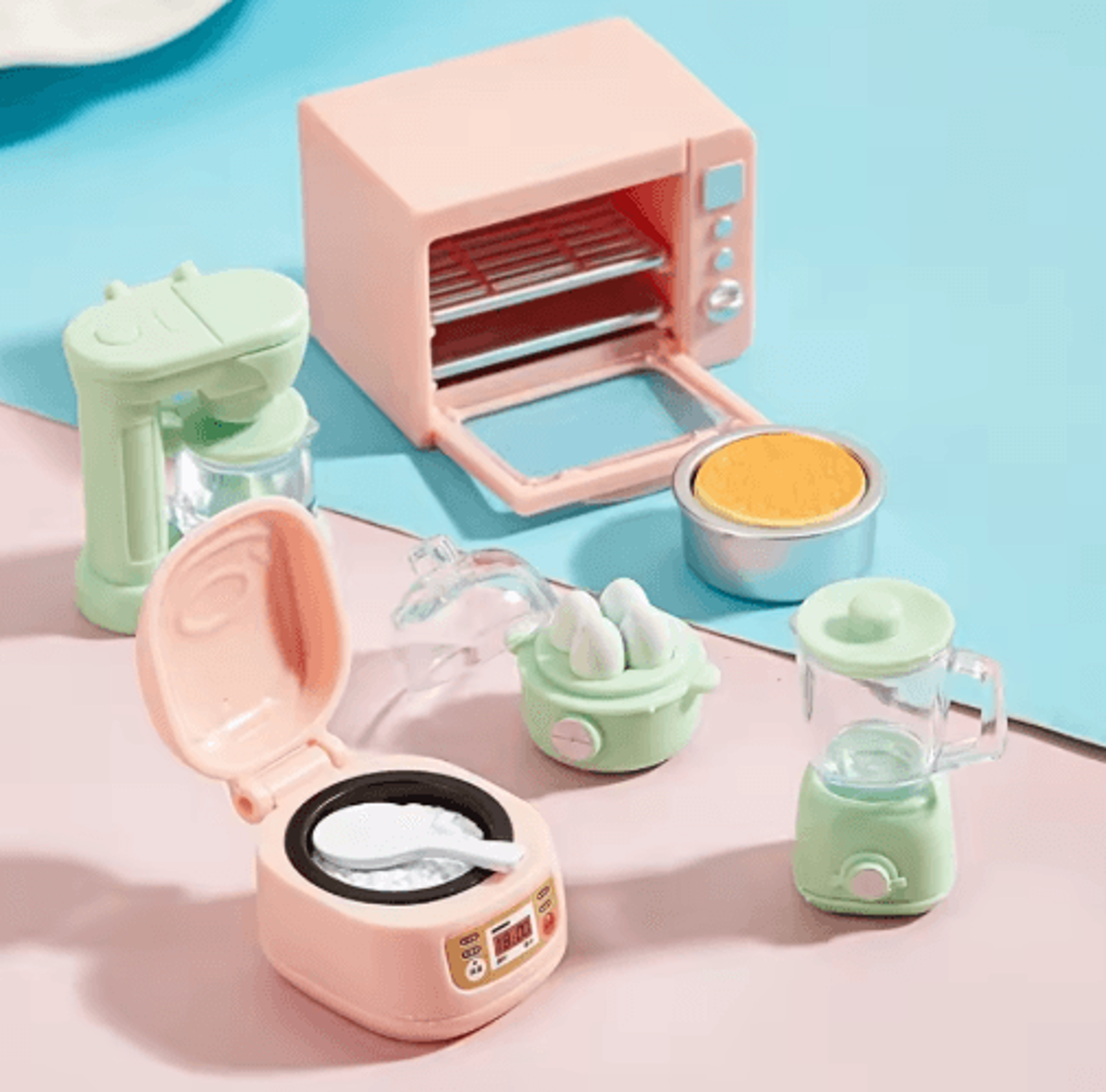1is to12 scale mini kitchen playset with microwave, rice cooker & realistic appliance